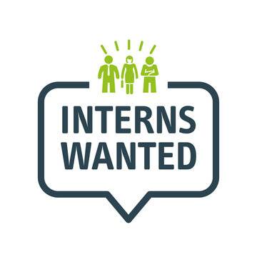 Sign with words Interns Wanted