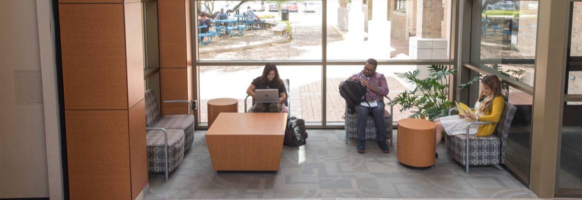 students working in the FCS commons area