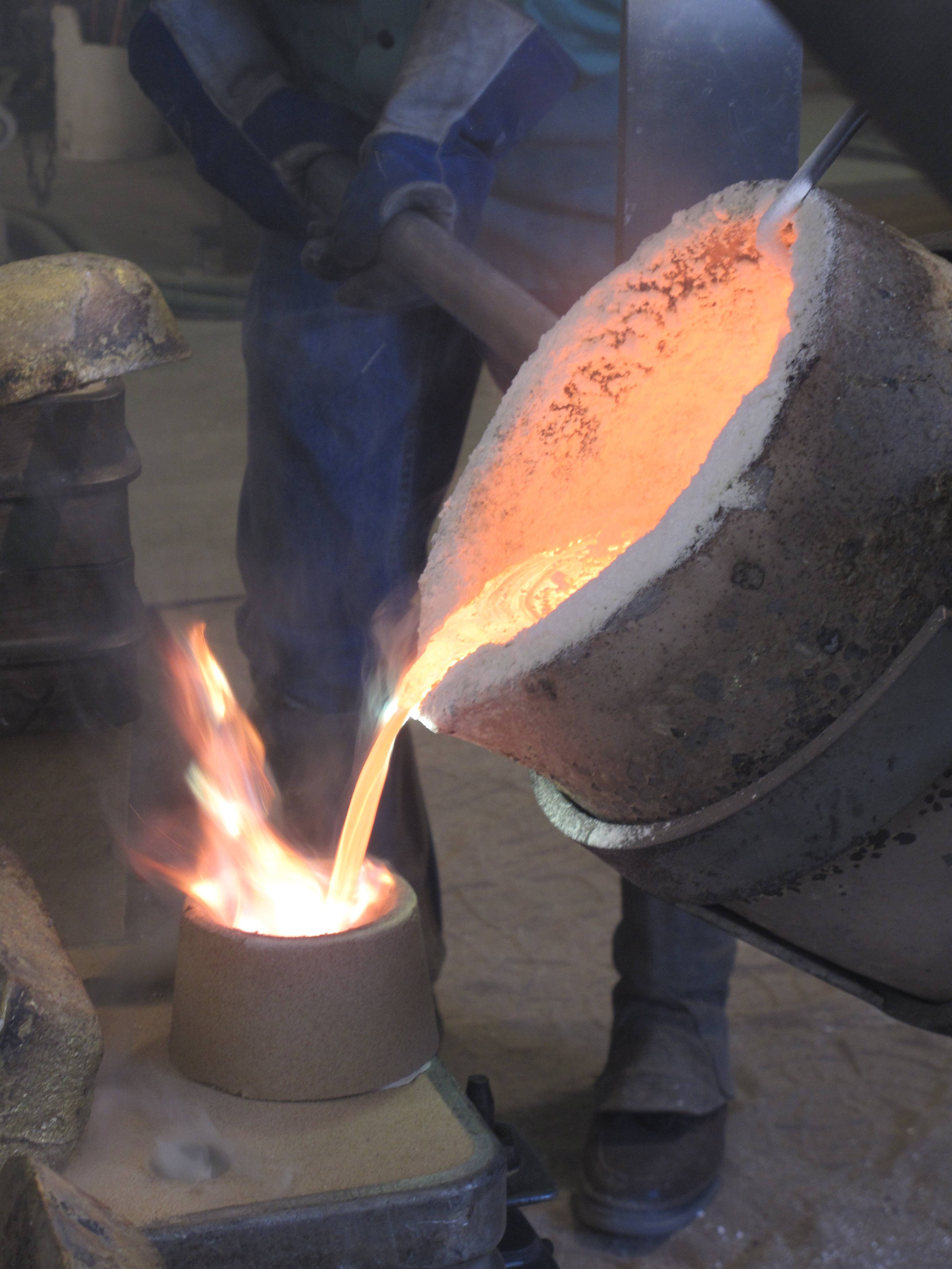 liquid metal being poured