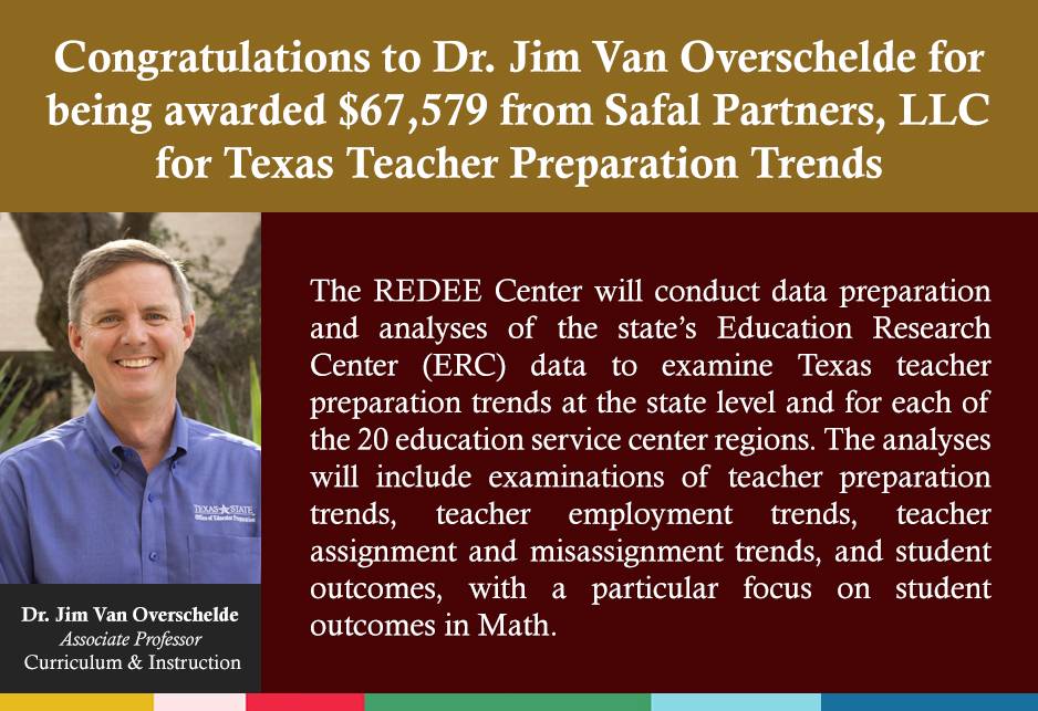 The REDEE Center will conduct data preparation and analyses of the state’s Education Research Center (ERC) data to examine Texas teacher preparation trends at the state level and for each of the 20 education service center regions. The analyses will include examinations of teacher preparation trends, teacher employment trends, teacher assignment and misassignment trends, and student outcomes, with a particular focus on student outcomes in Math.