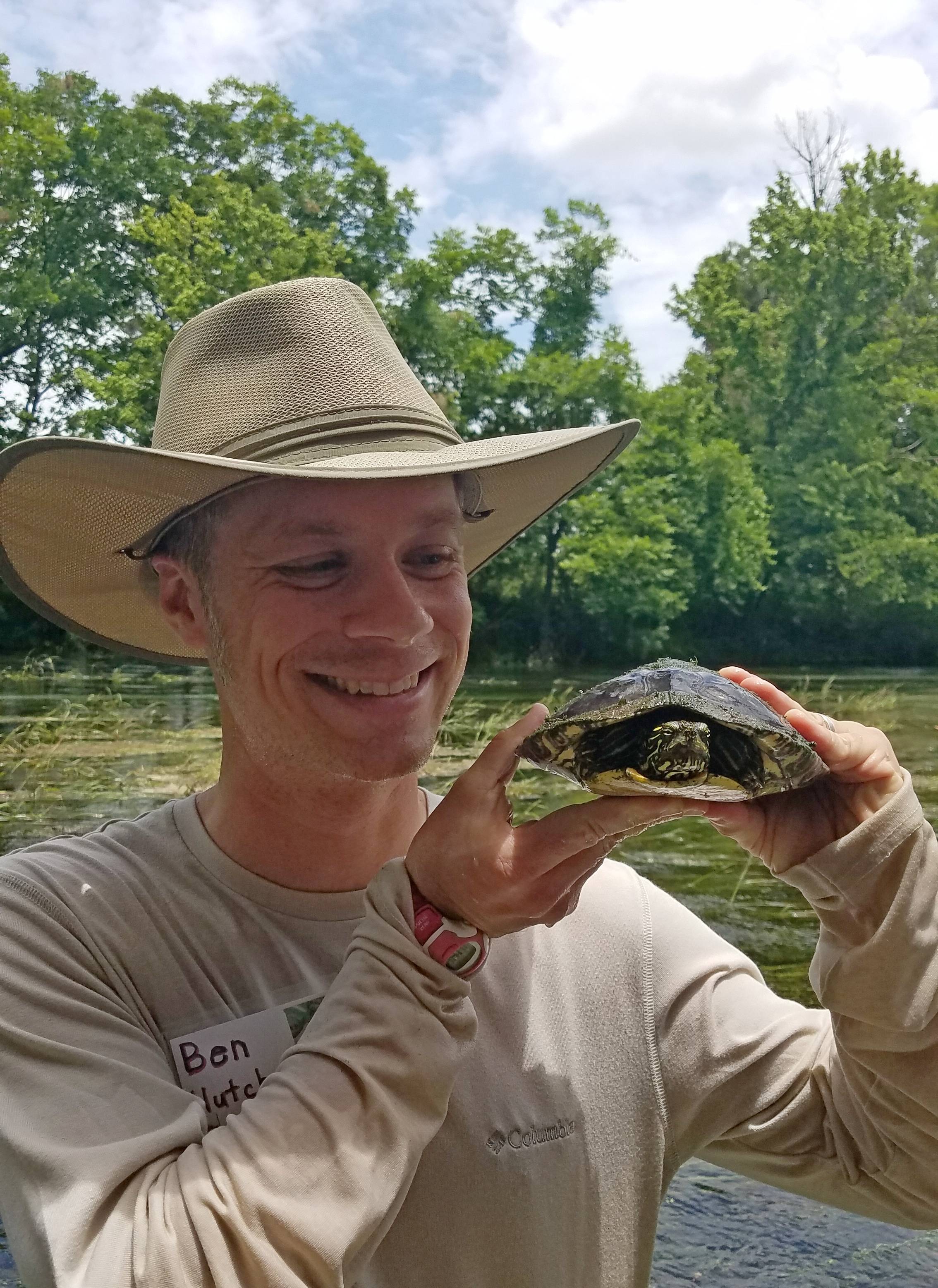 Hutchins with turtle