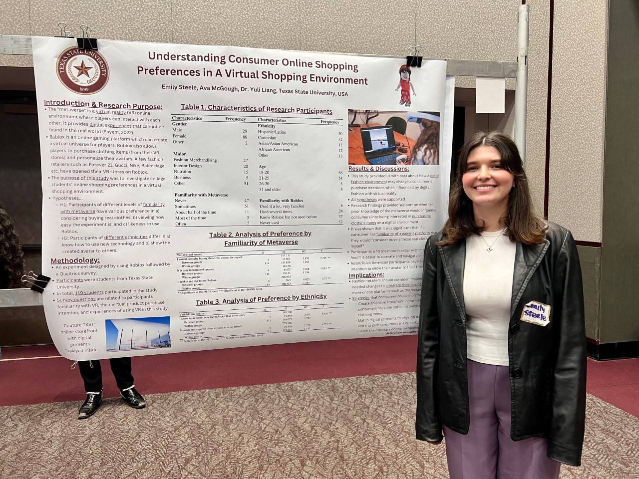 Girl in front of poster presentation