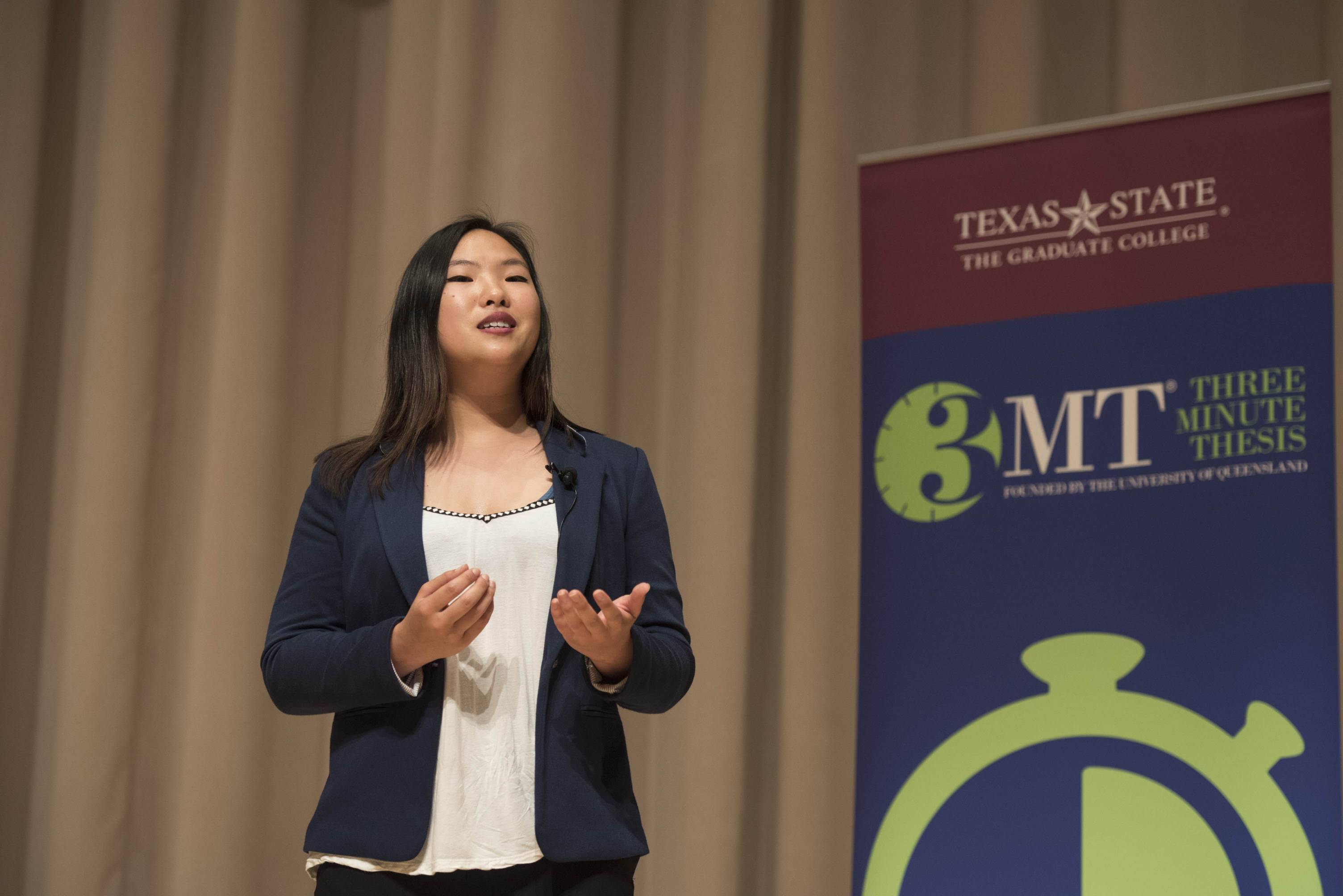 Elaine Y. Chu, master's student in anthropology, presenting "Using Body Mass Estimation to Reunite Families"