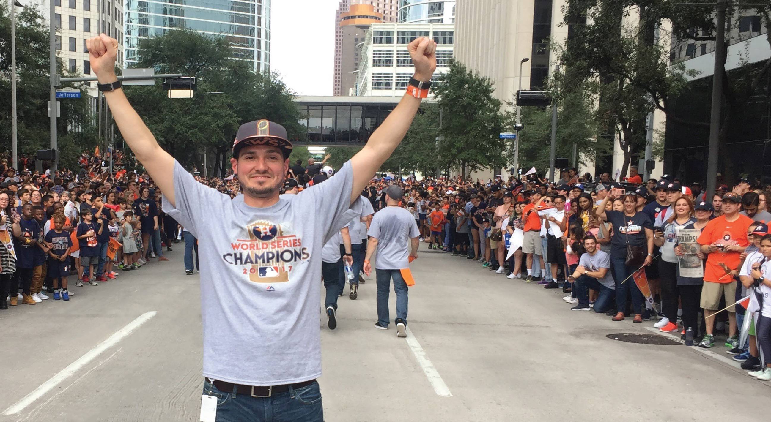 Steve Grande in Houston's Astros parade