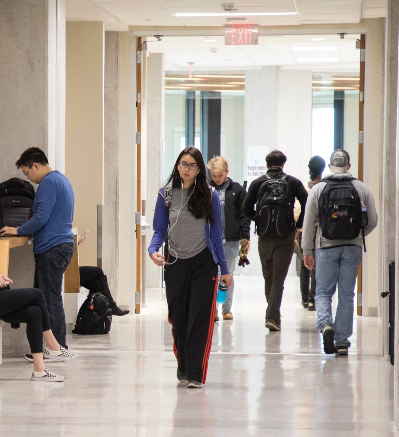 Ingram Hall interior and students