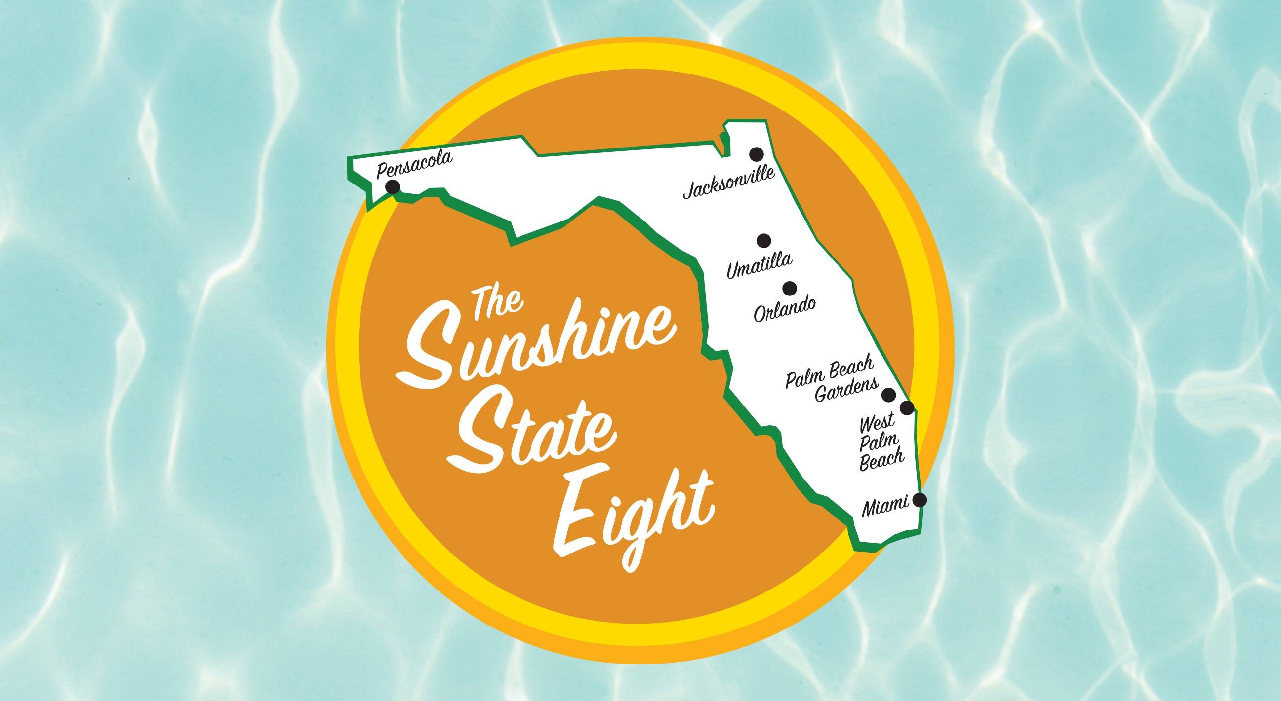 graphic of state of florida with 7 locations pinpointed