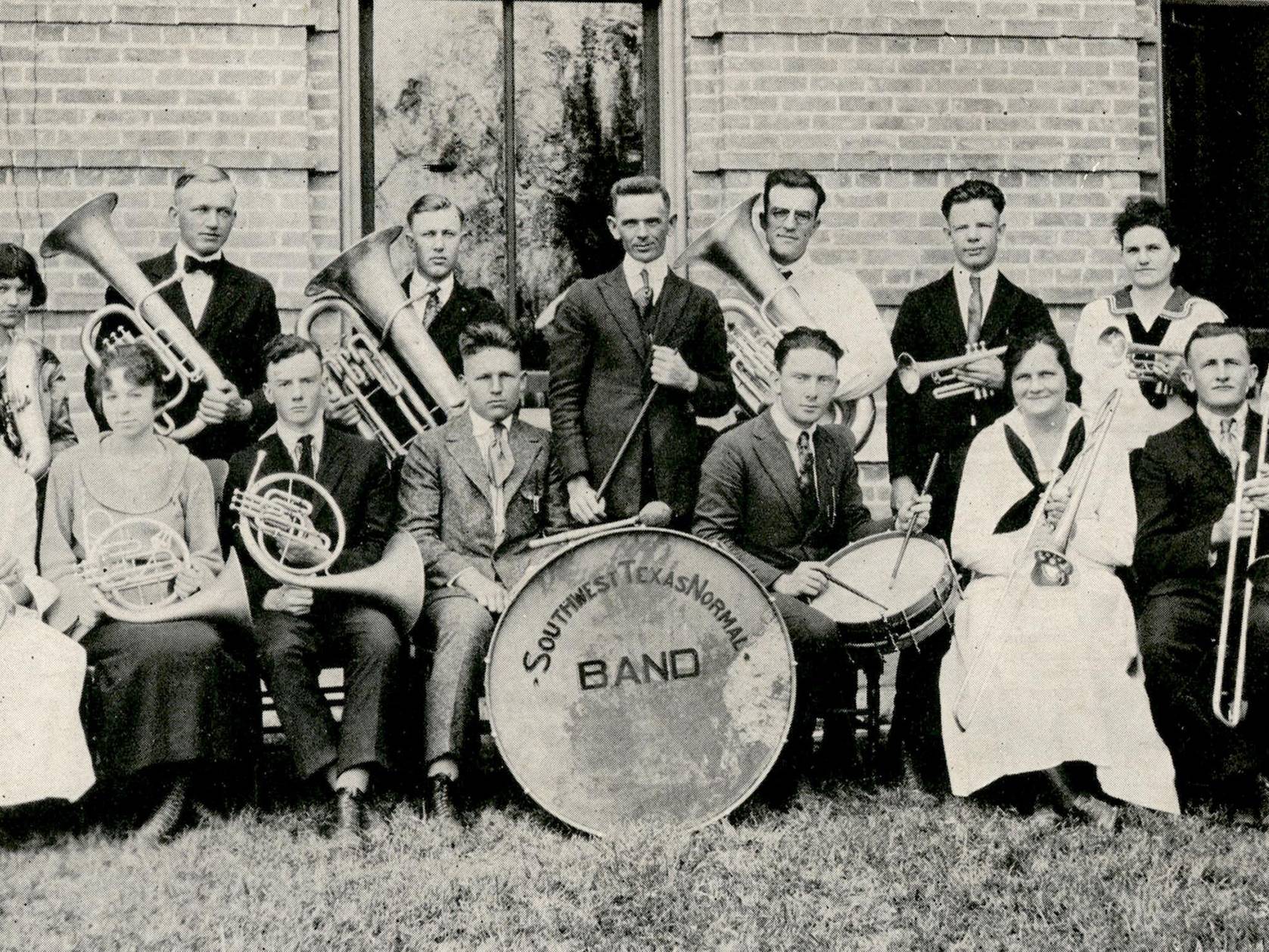 photo of the university's first marching band
