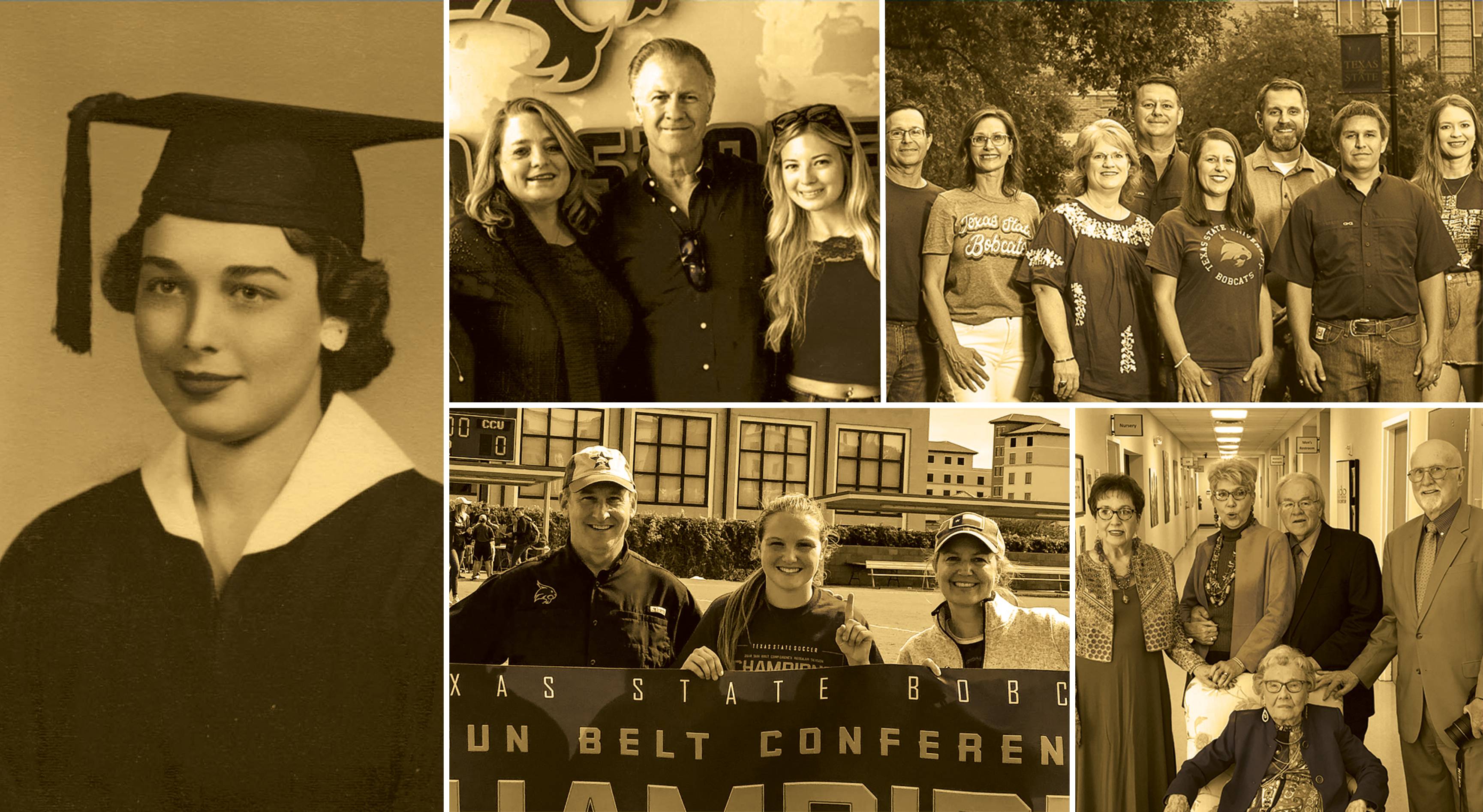 sepia composite of different alumni groups