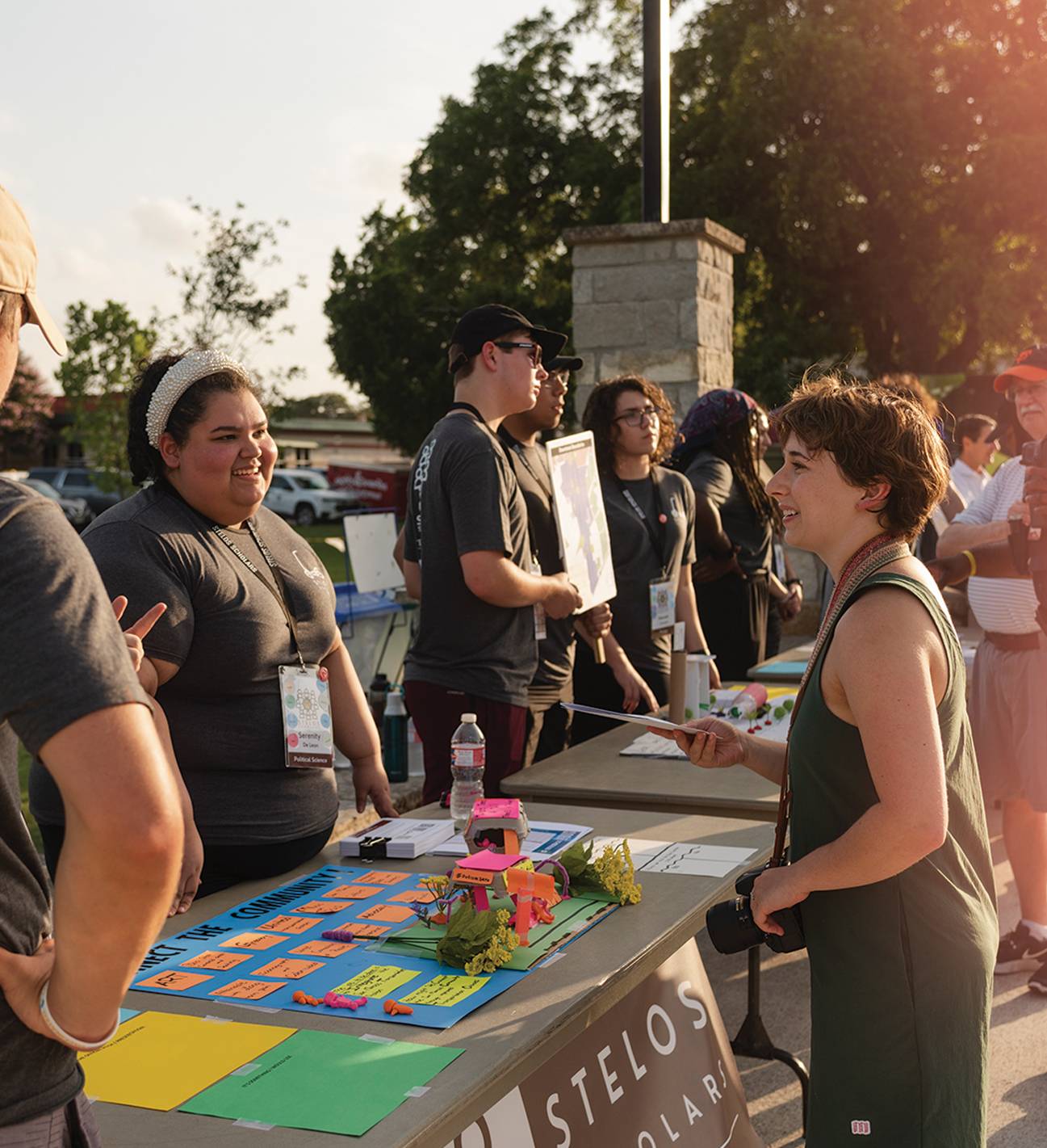 students at activity table