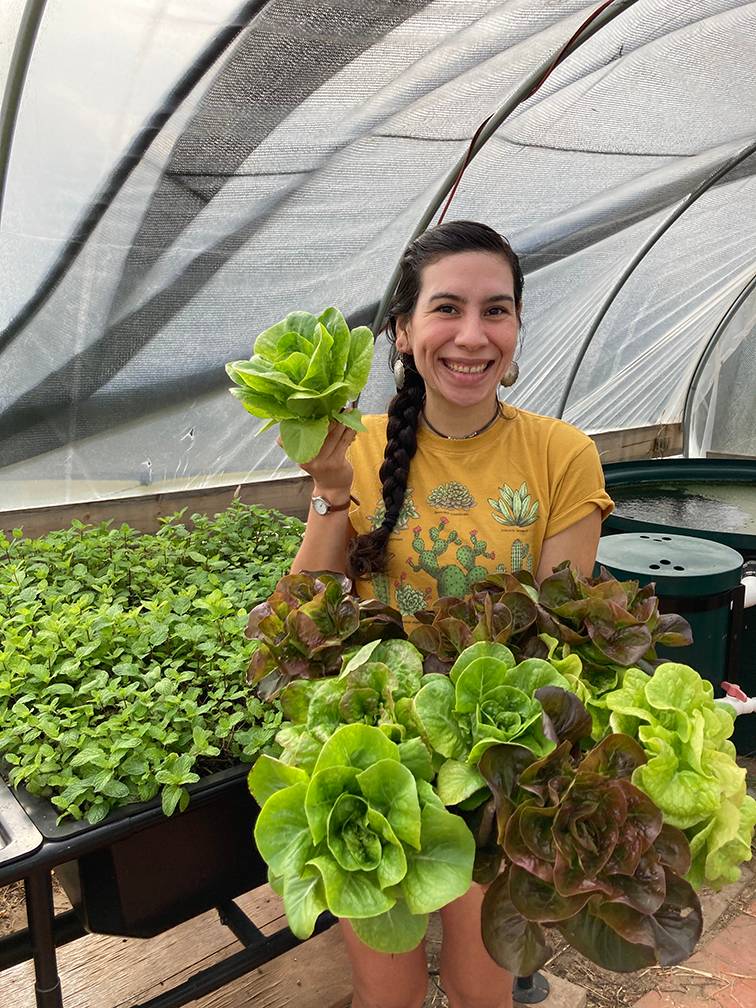 marcella juarez holding lettuce