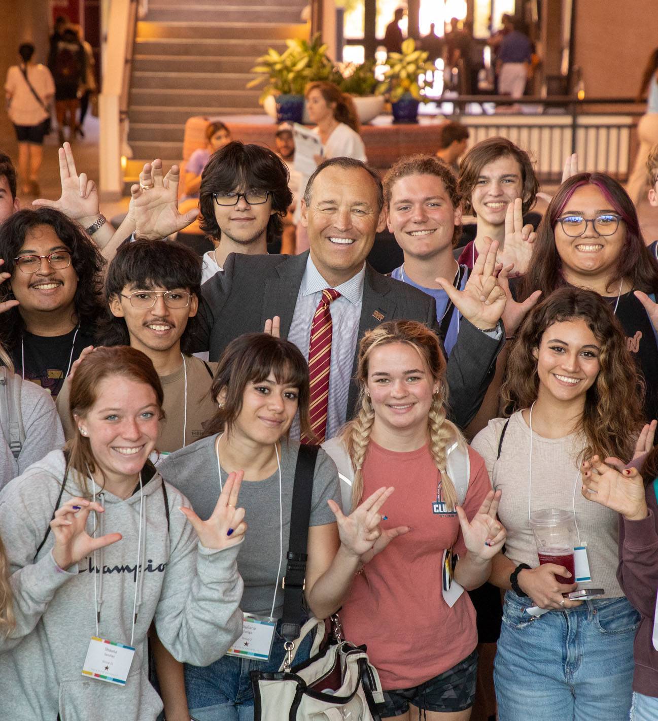 damphousse with large group of students