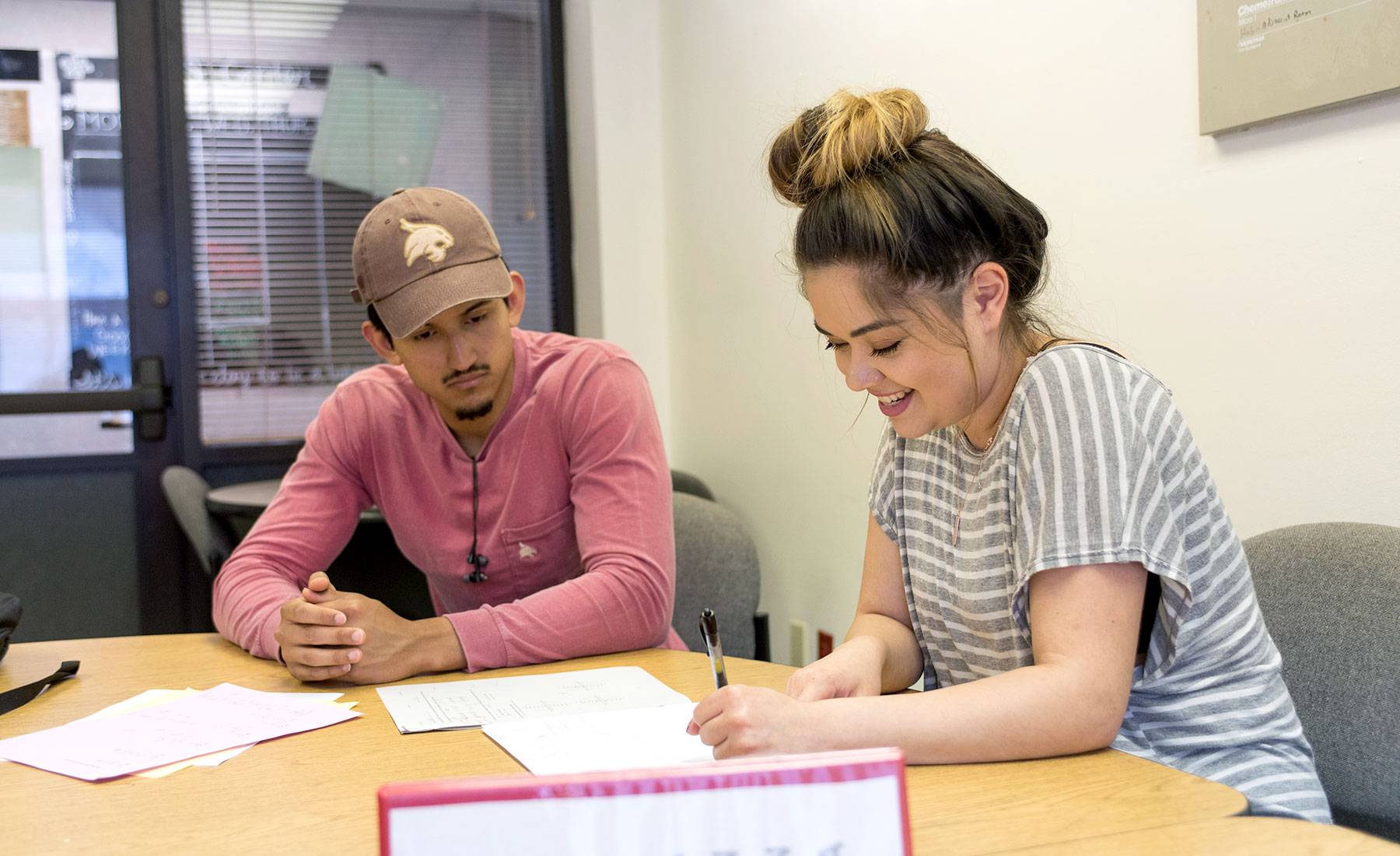 two students study together