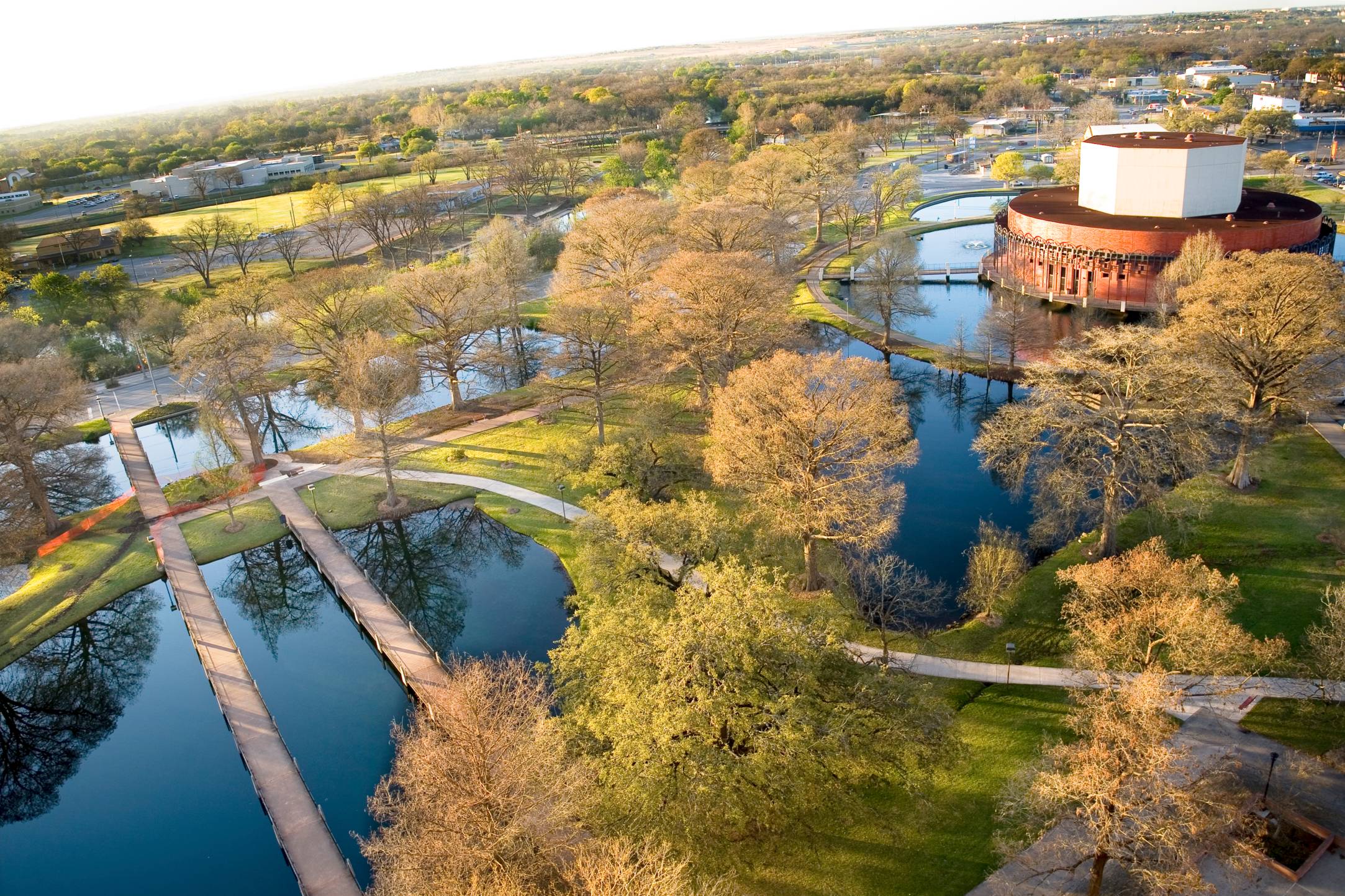 Aerial view of the ponds.