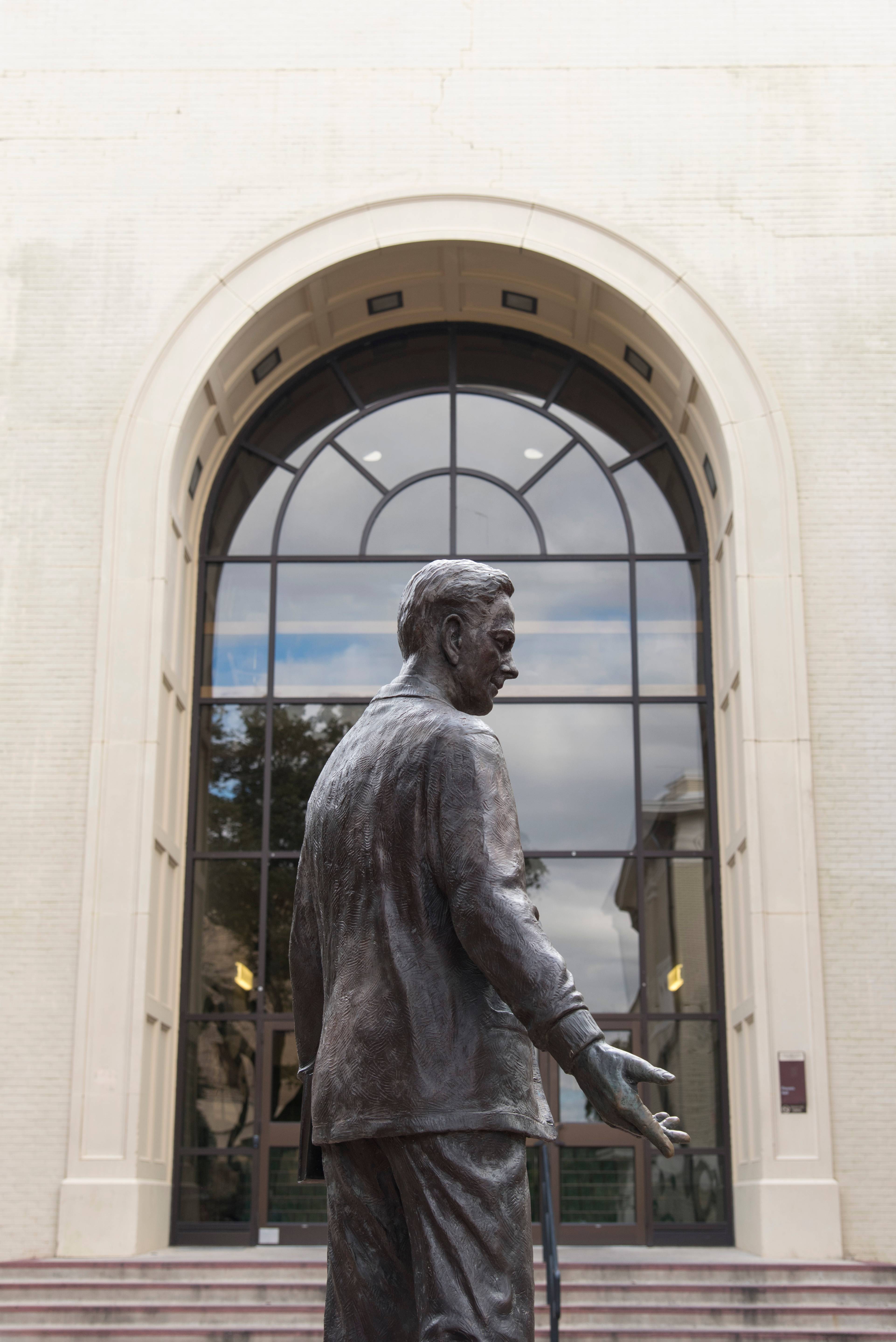 The LBJ statue located in the quad.