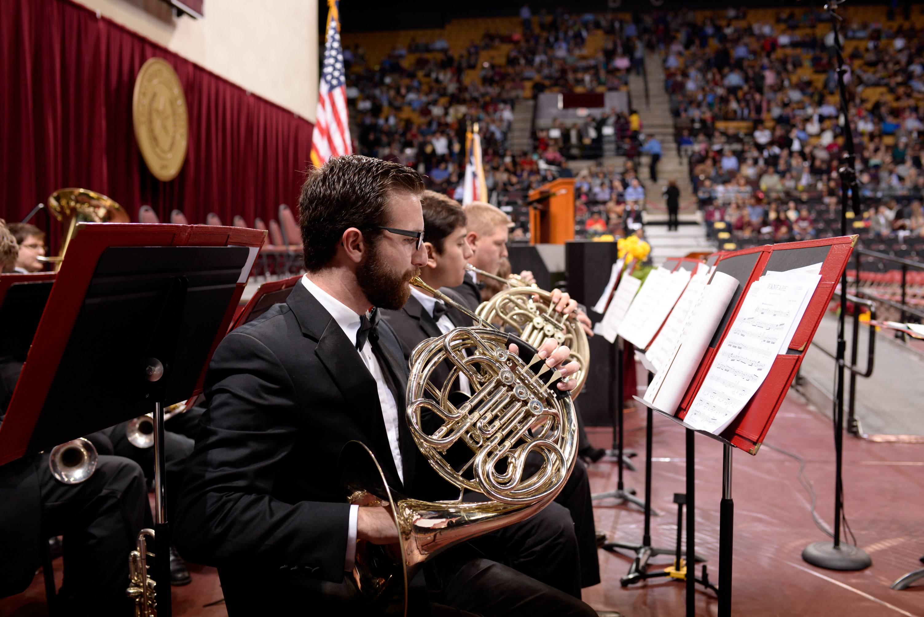 French horn players at Commencement