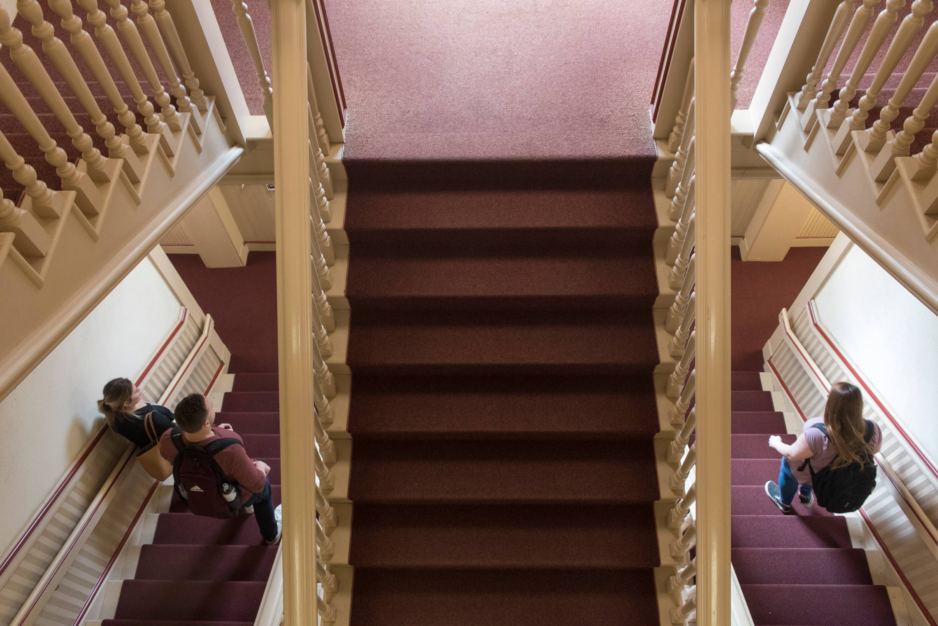 Maroon stairs in Old Main