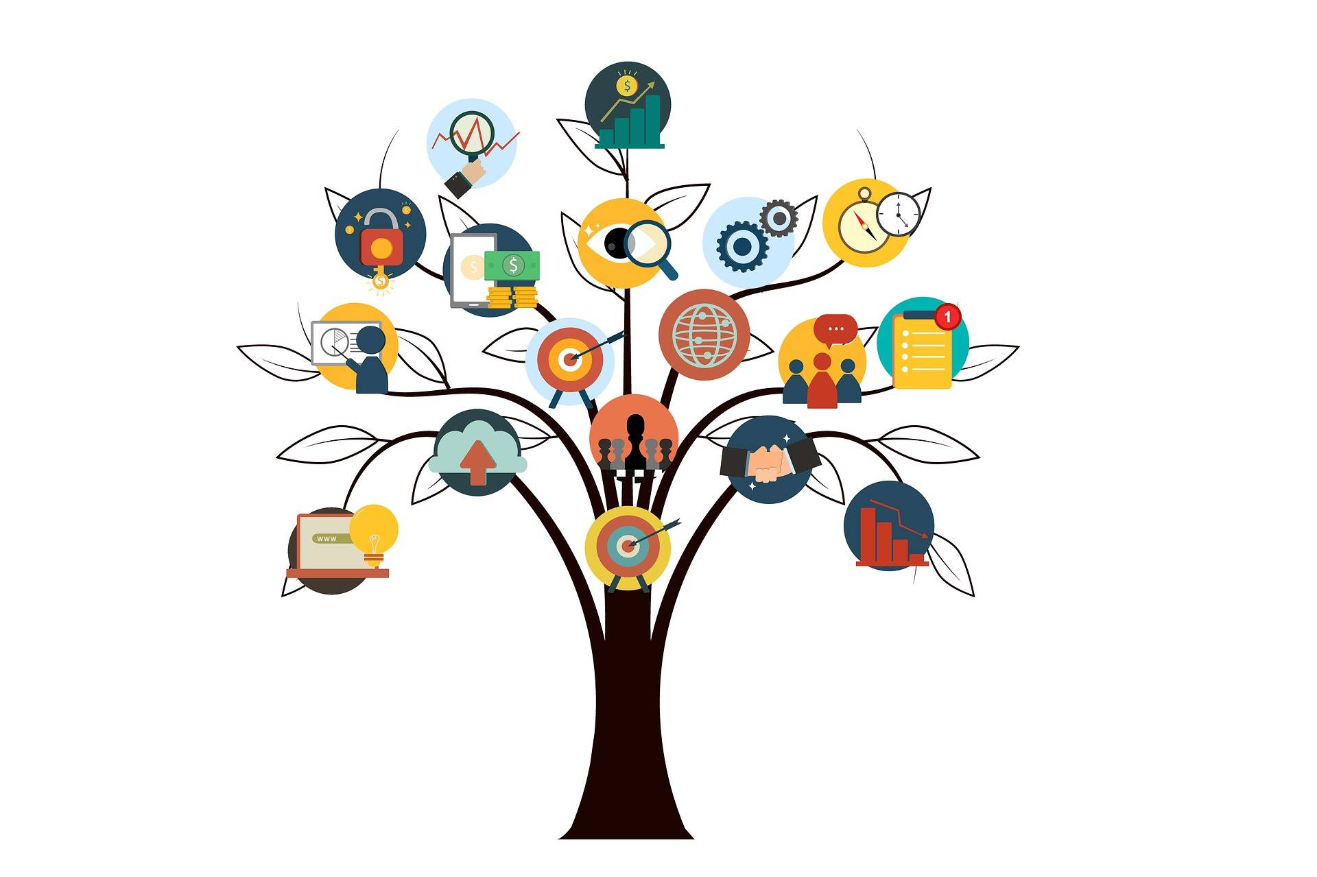 tree figure with icons