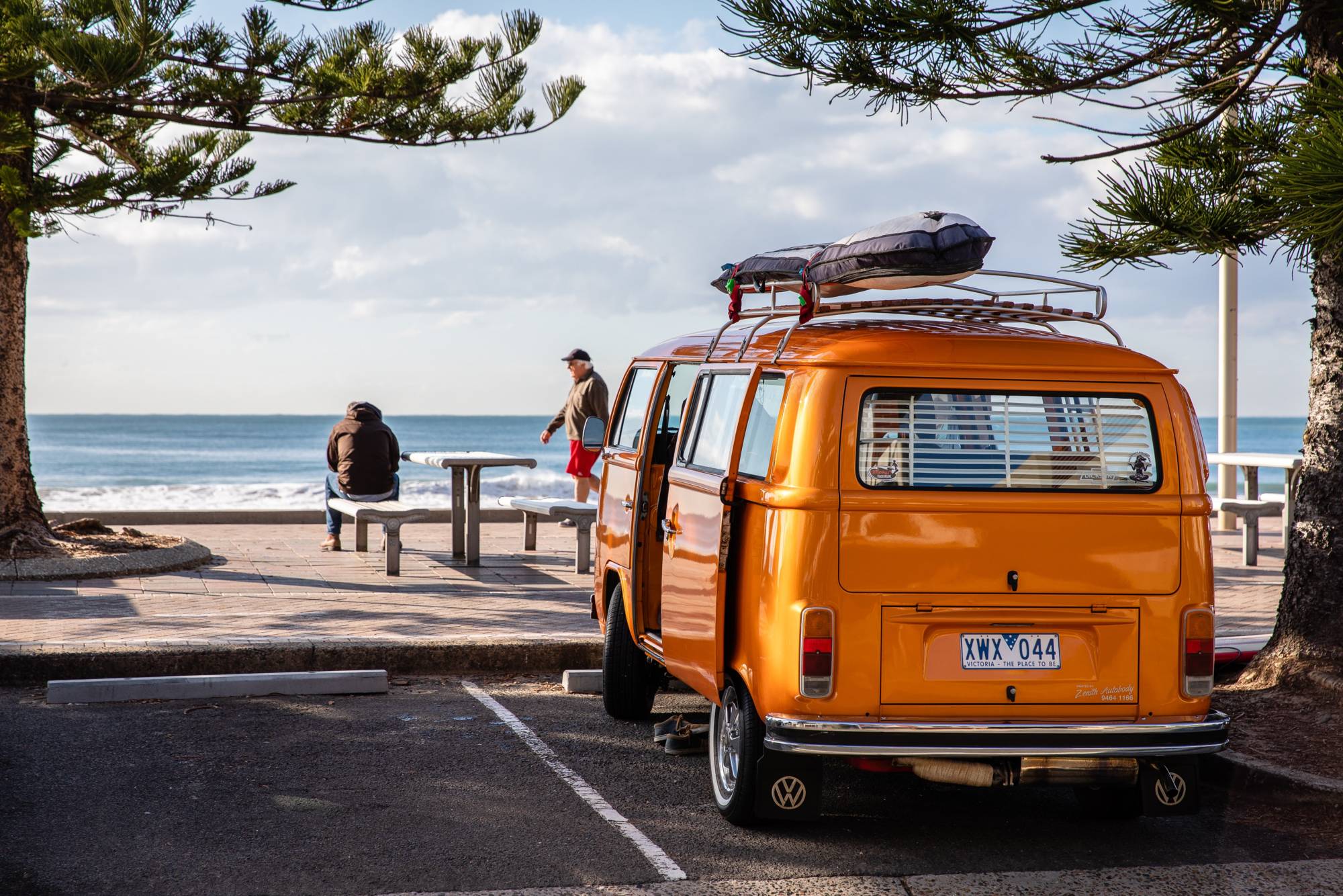 van parked at the beach