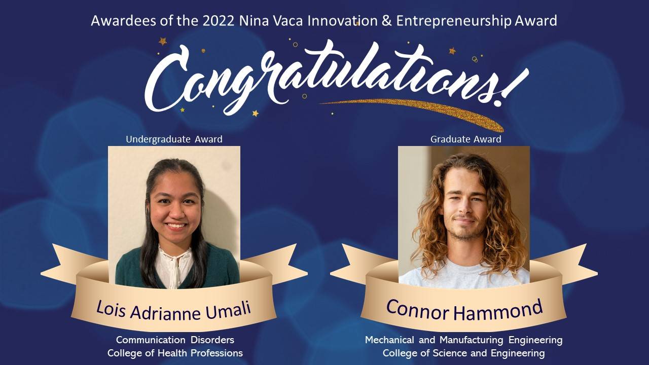 Lois and Connor featured as the winners of the Nina Vaca Innovation + Entrepreneurship Award