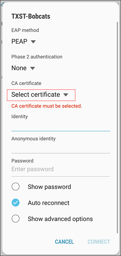 tap Select certificate