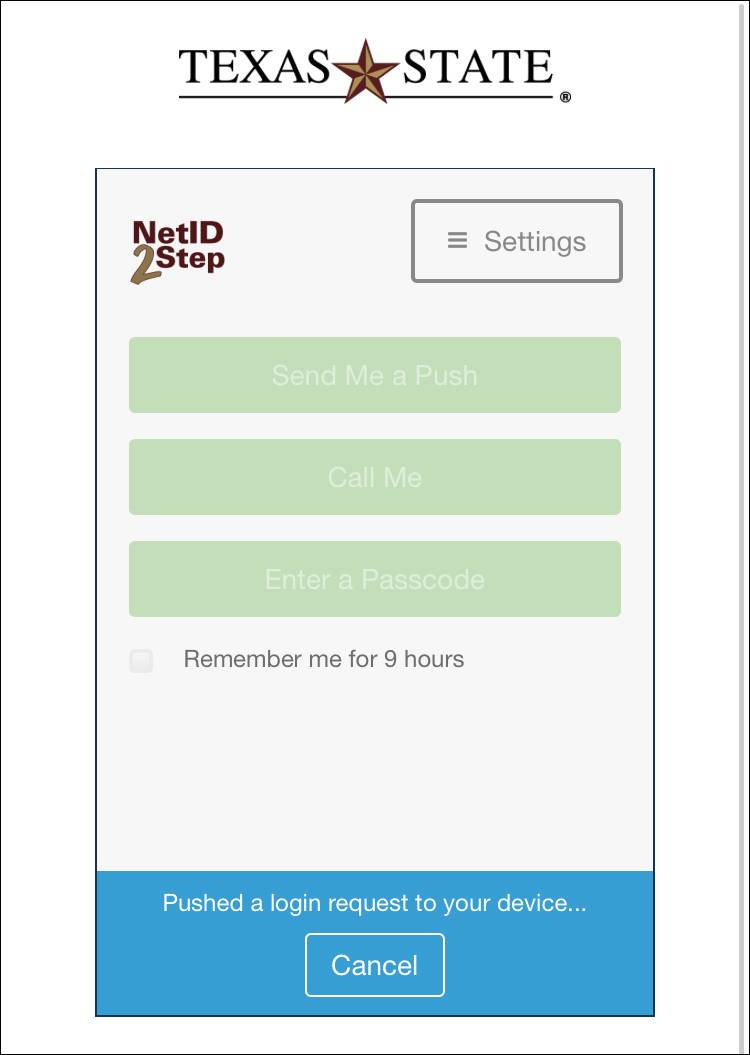 NetID 2-step screenshot