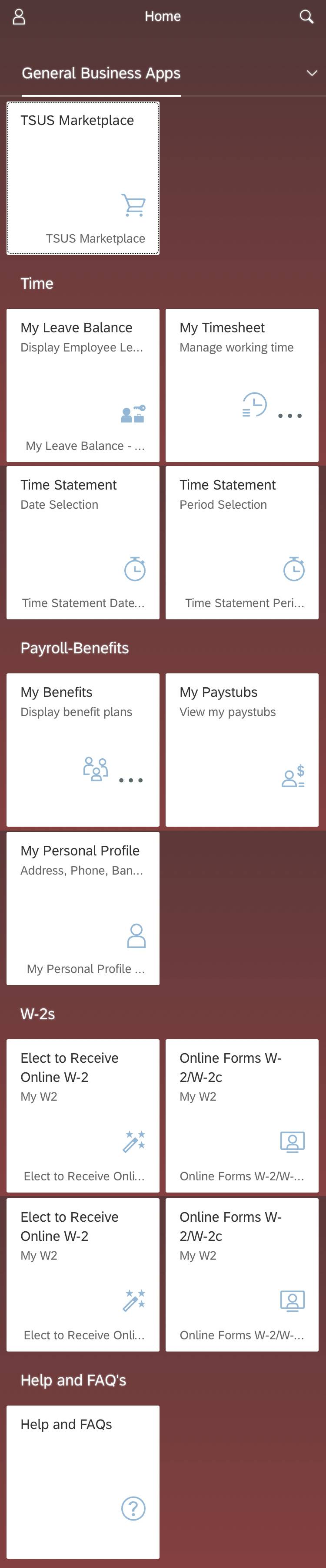 SAP apps screenshot