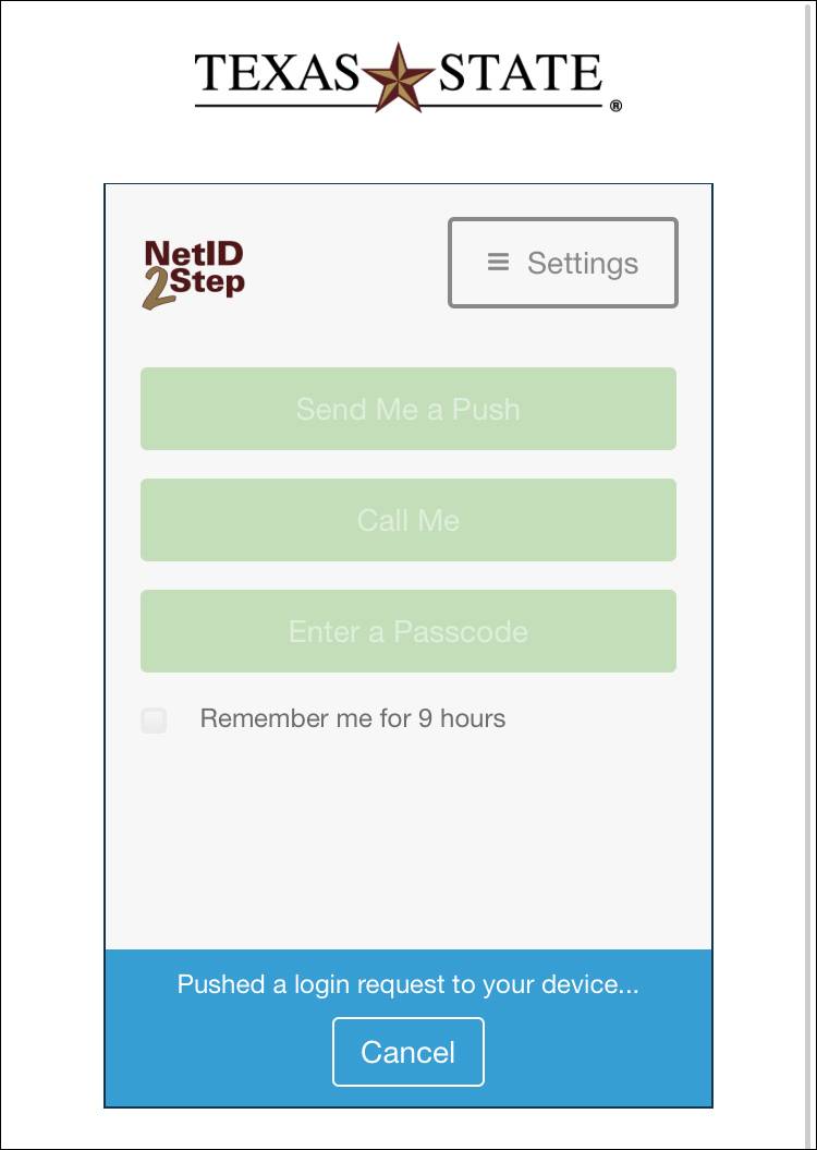 NetID 2-Step login screen