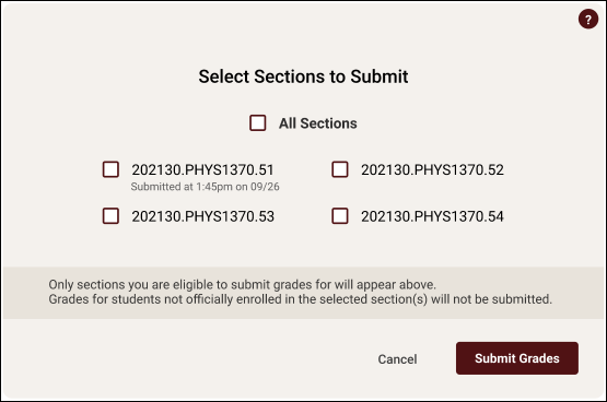 select section to submit