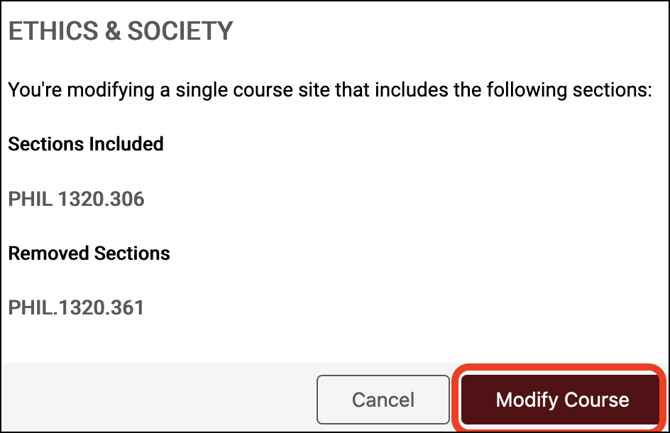 modify course