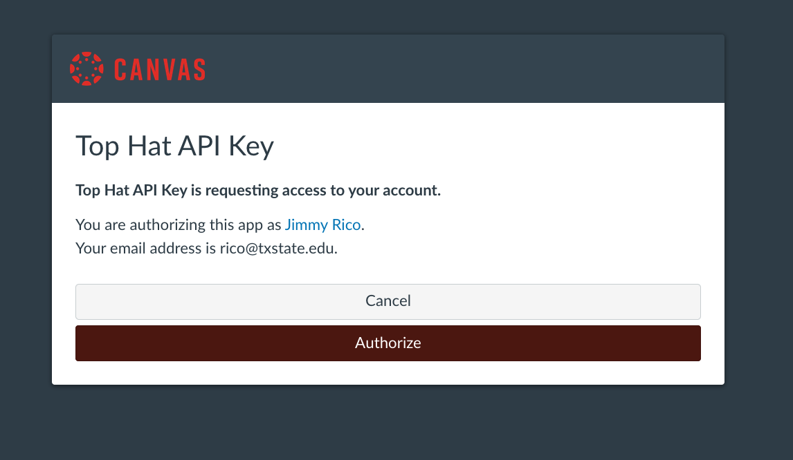 Top Hat Api Key request from Canvas