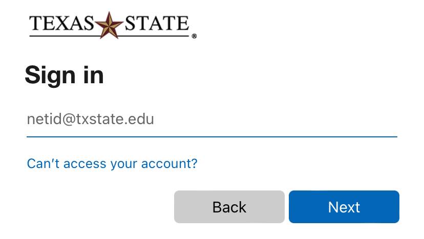 login screen to TXST network