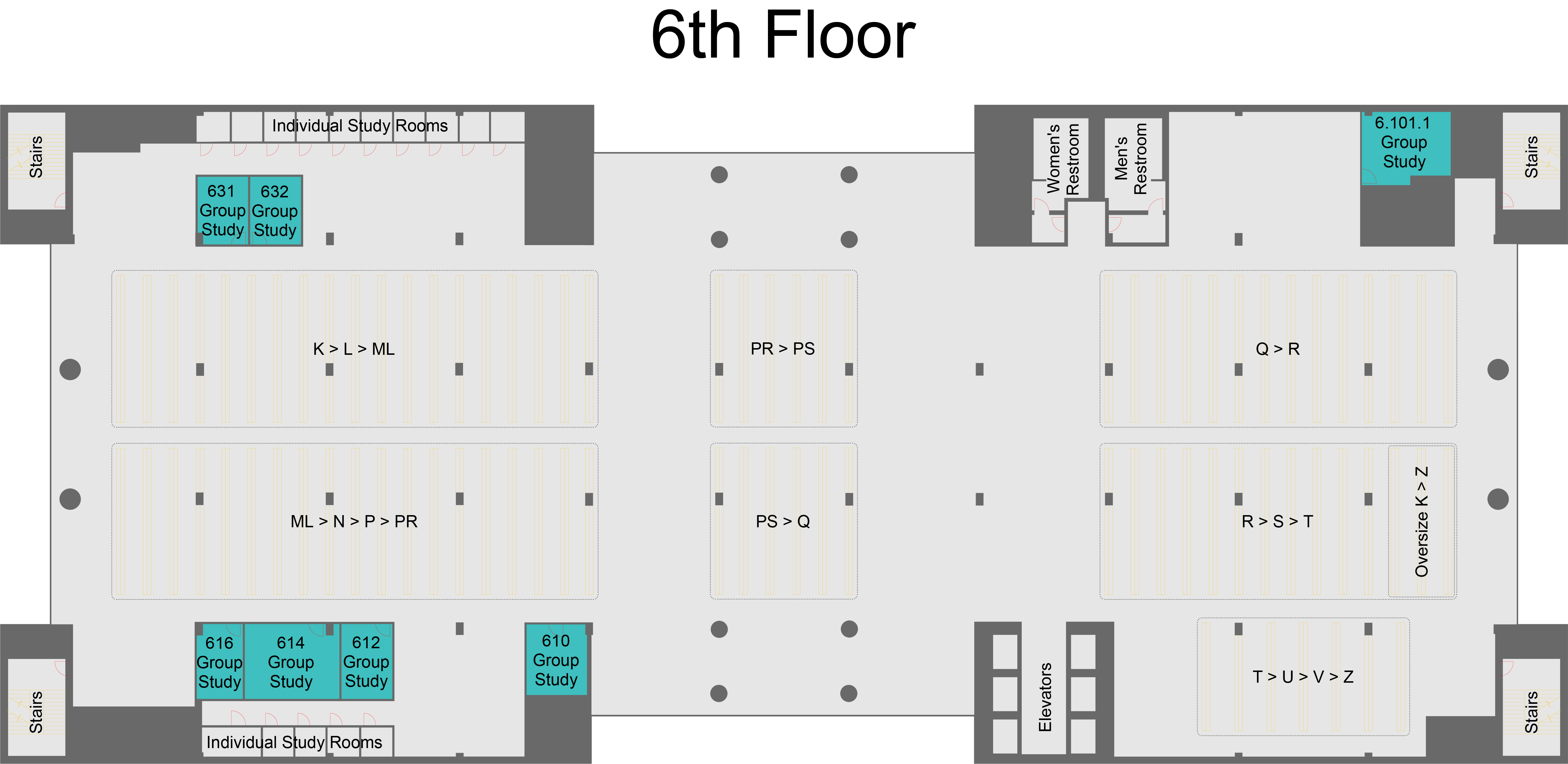 Map of sixth floor with some items located