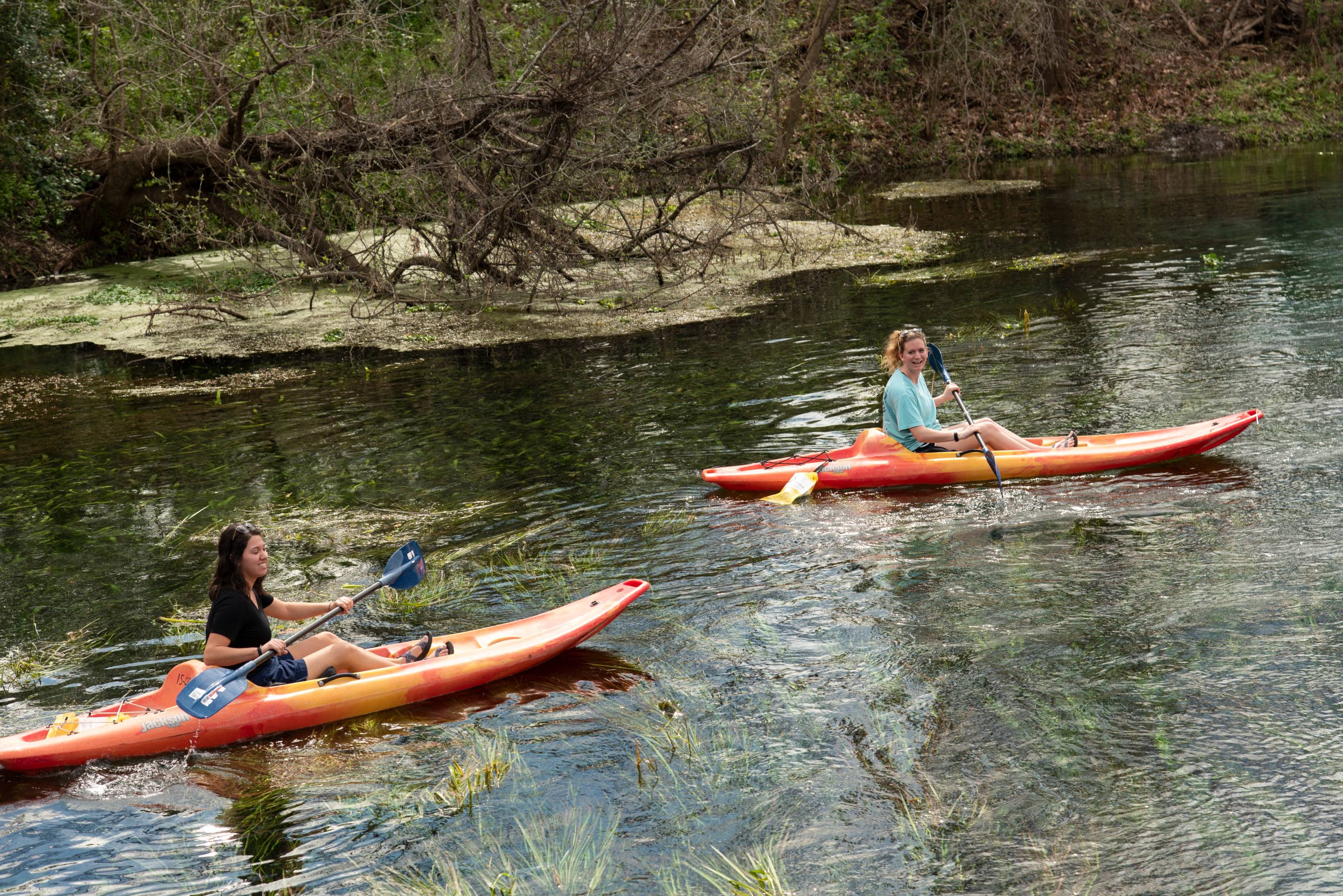 kayaks on the San Marcos River