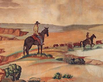 a portion of the History of Ranching mural by artist Buck Winn