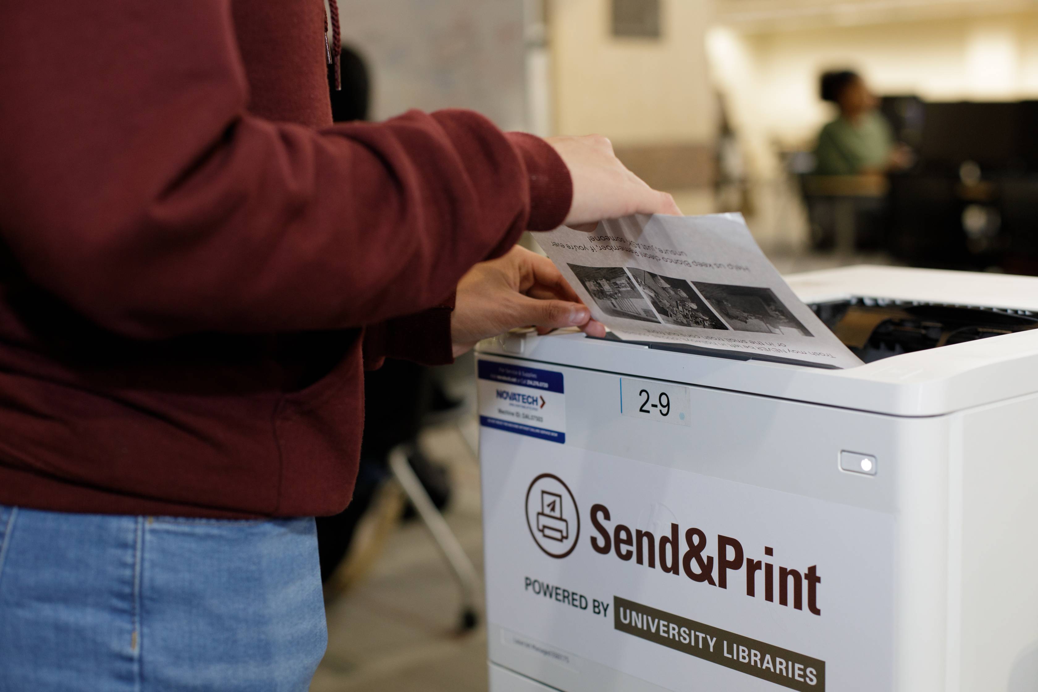 Student printing a document