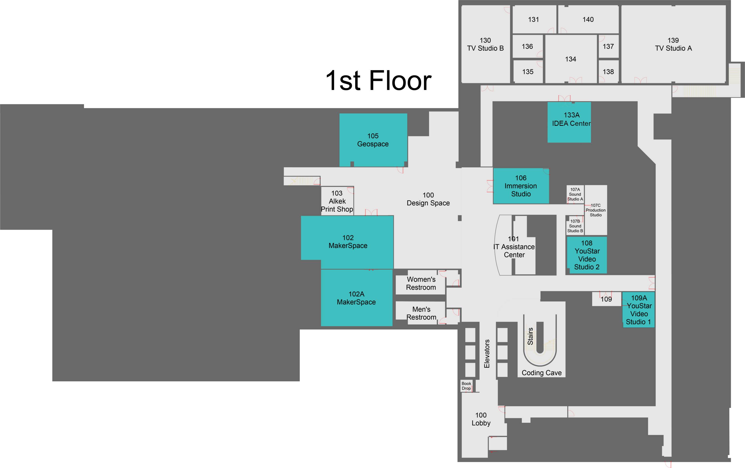 Map of first floor with items from list located on map