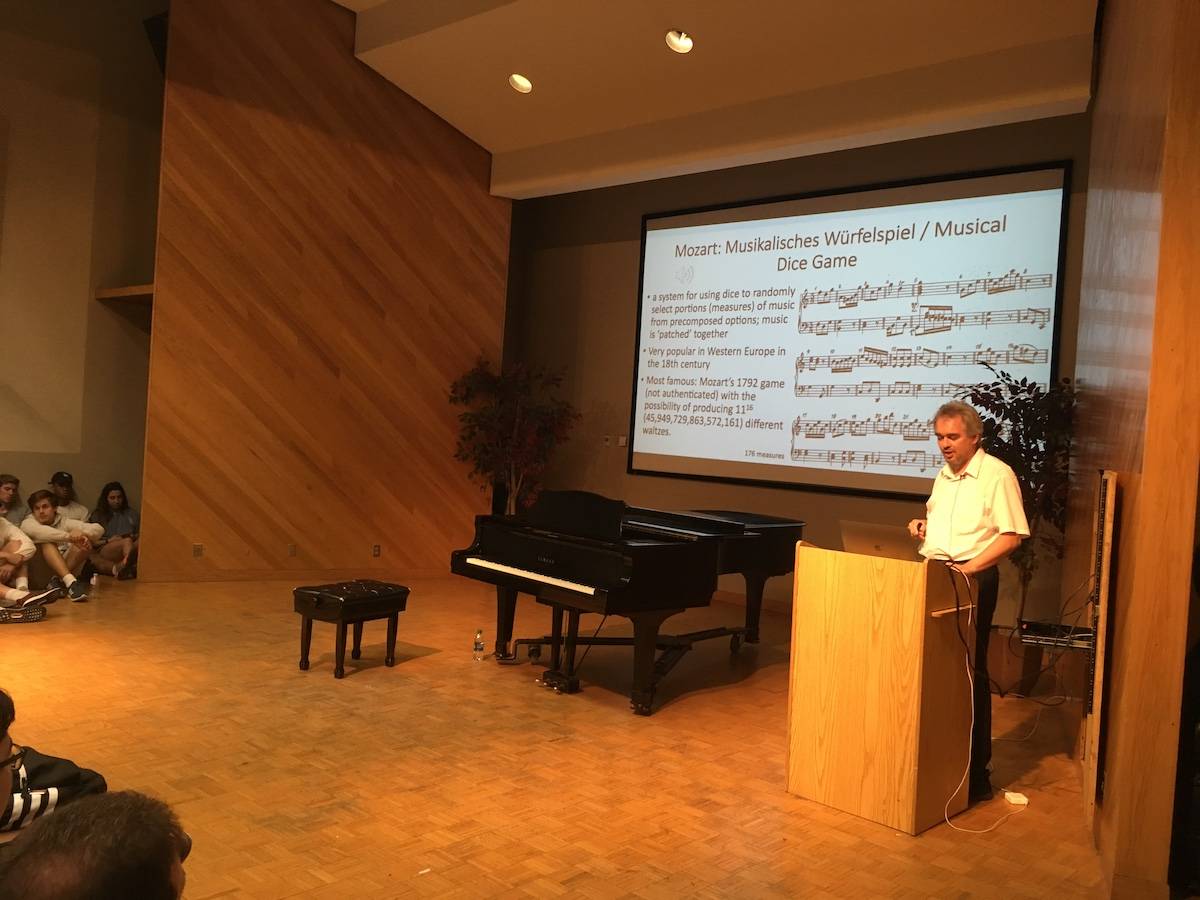 Professor speaking at a colloquium