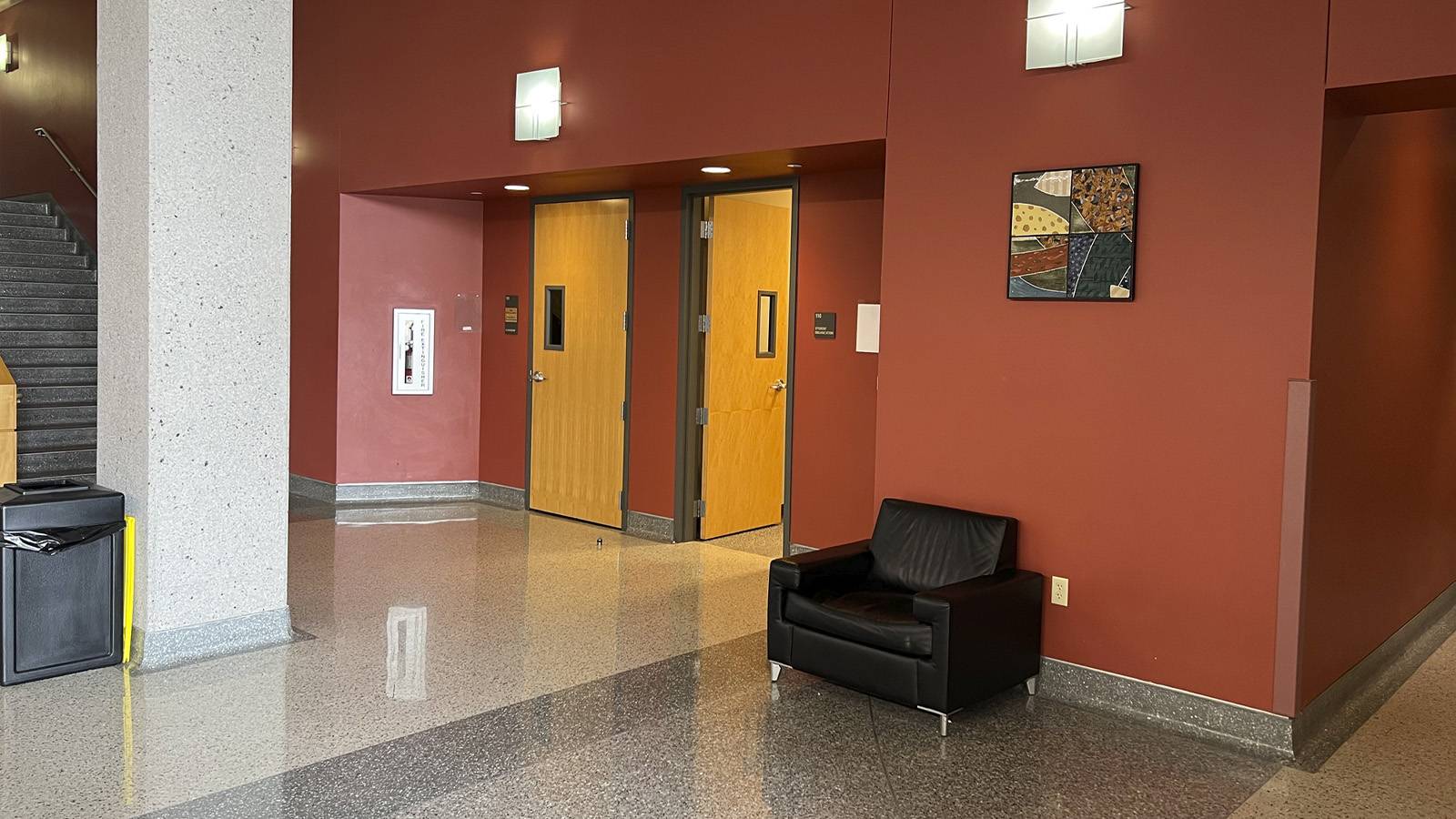 Lobby entrance to rooms 110 and 111 in McCoy Hall