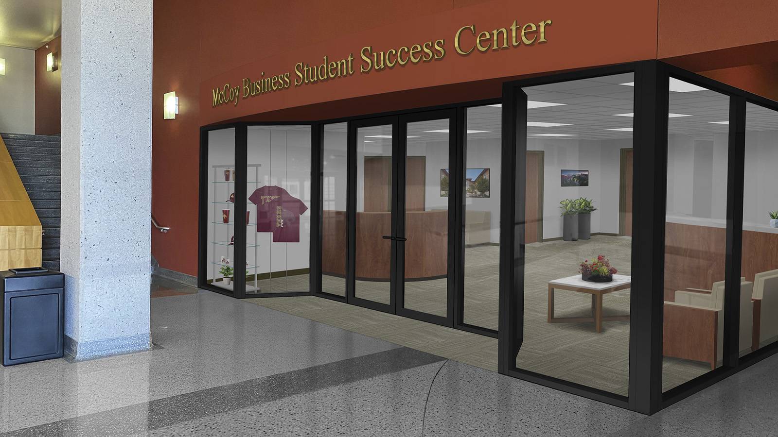 Lobby entrance to Student Success Center at McCoy Hall