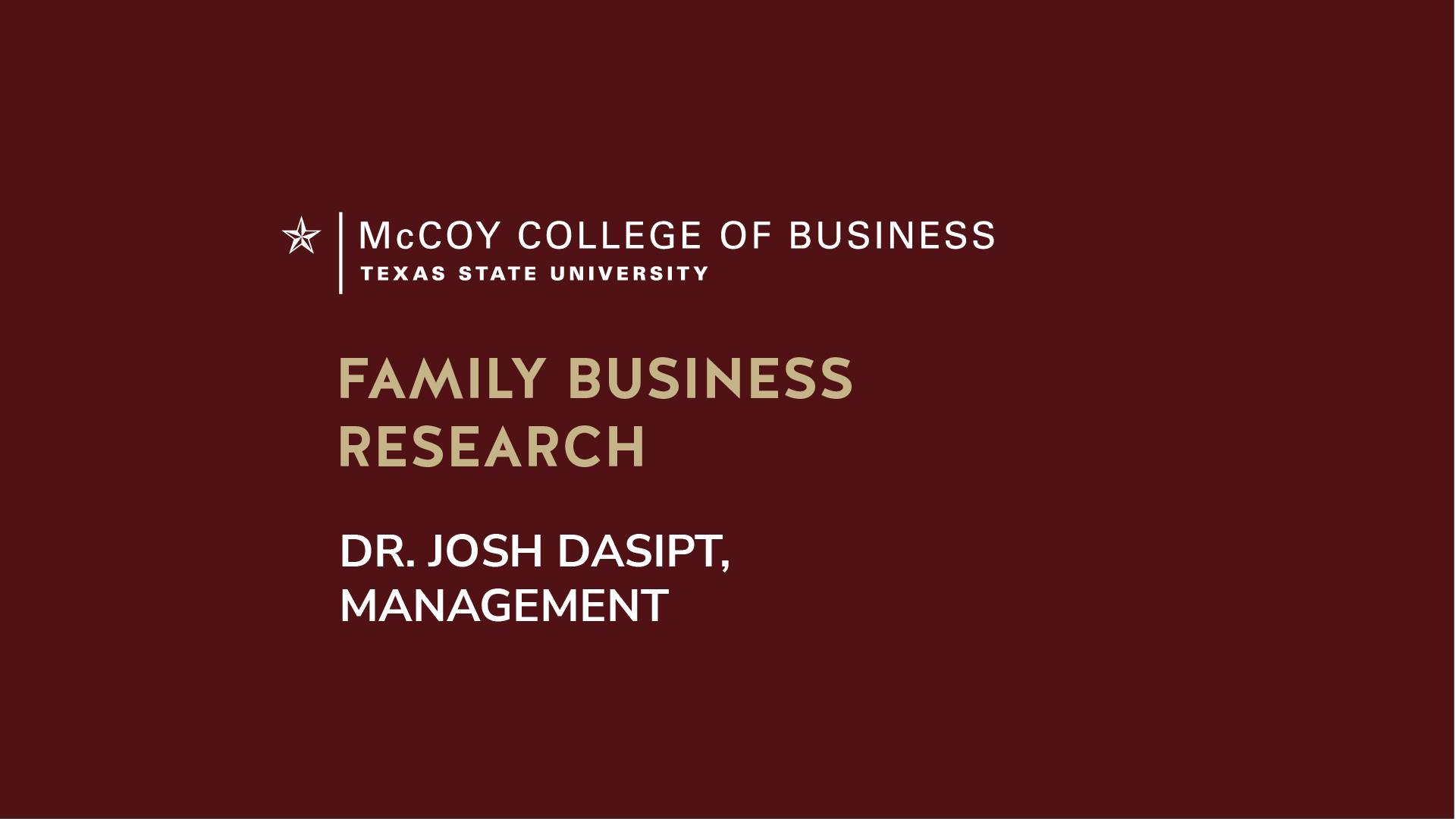 Dr. Josh Daspit speaks about Family Business Research