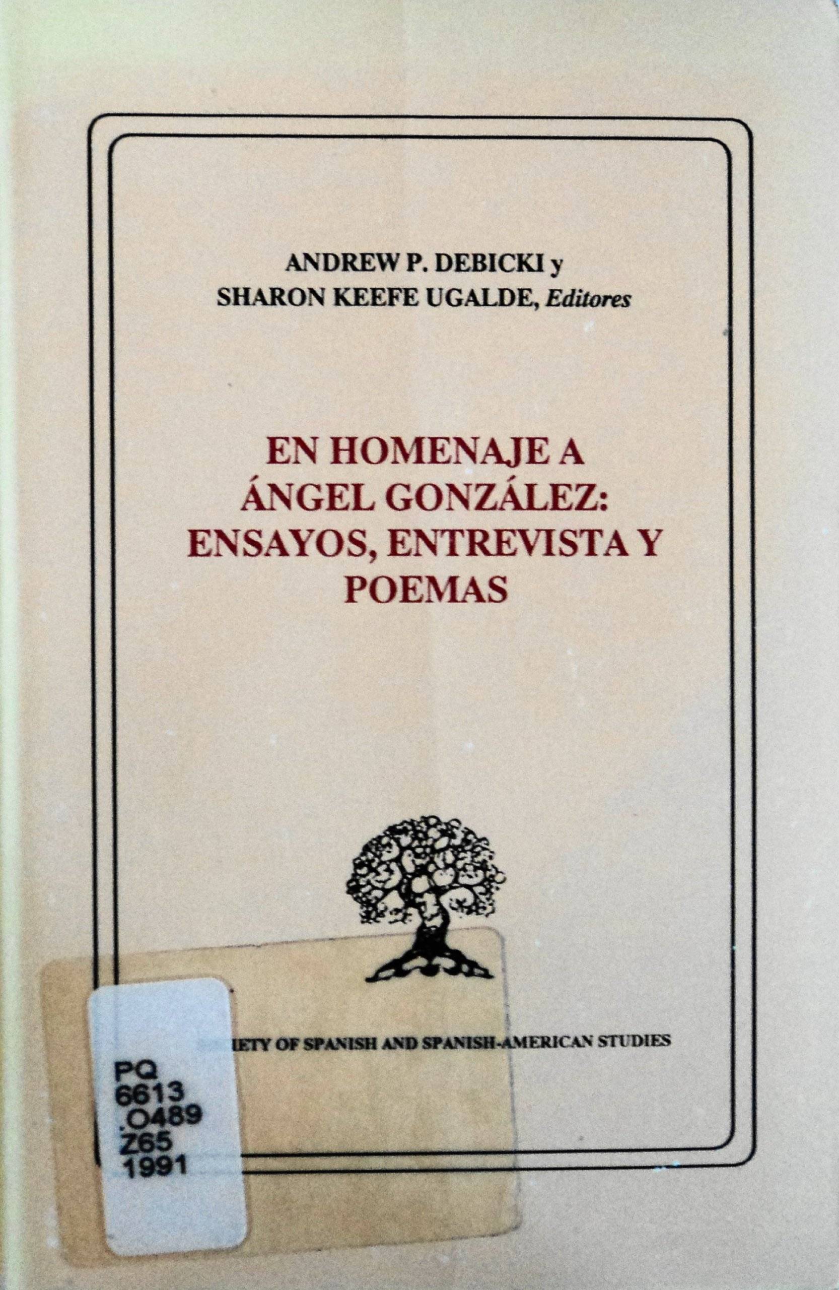 cover of "En homenaje a Angel González: Ensayos, entrevista y poemas"
