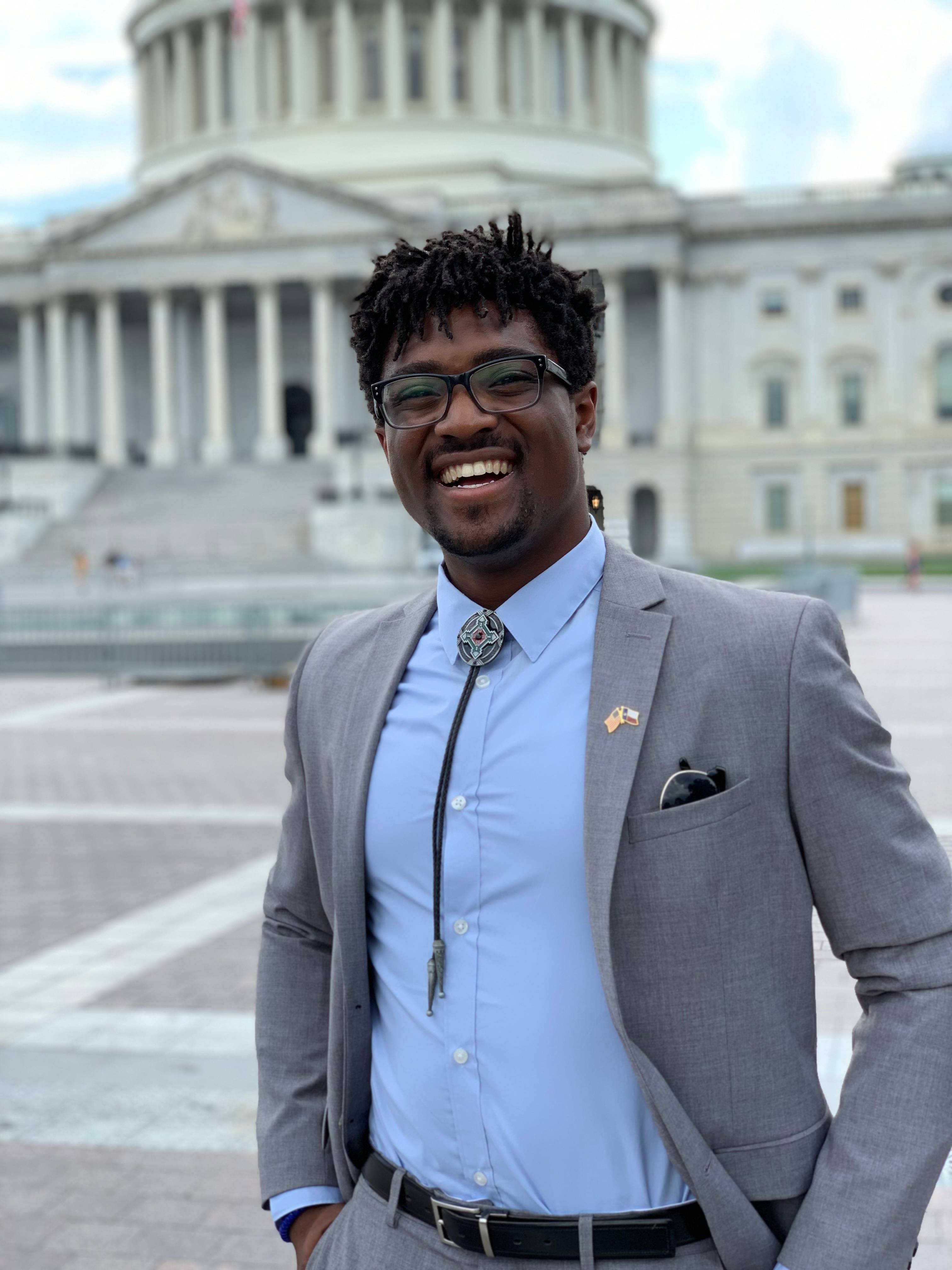 Photo of Broderick Turner standing in front of Capitol Building in Washington, D.C.