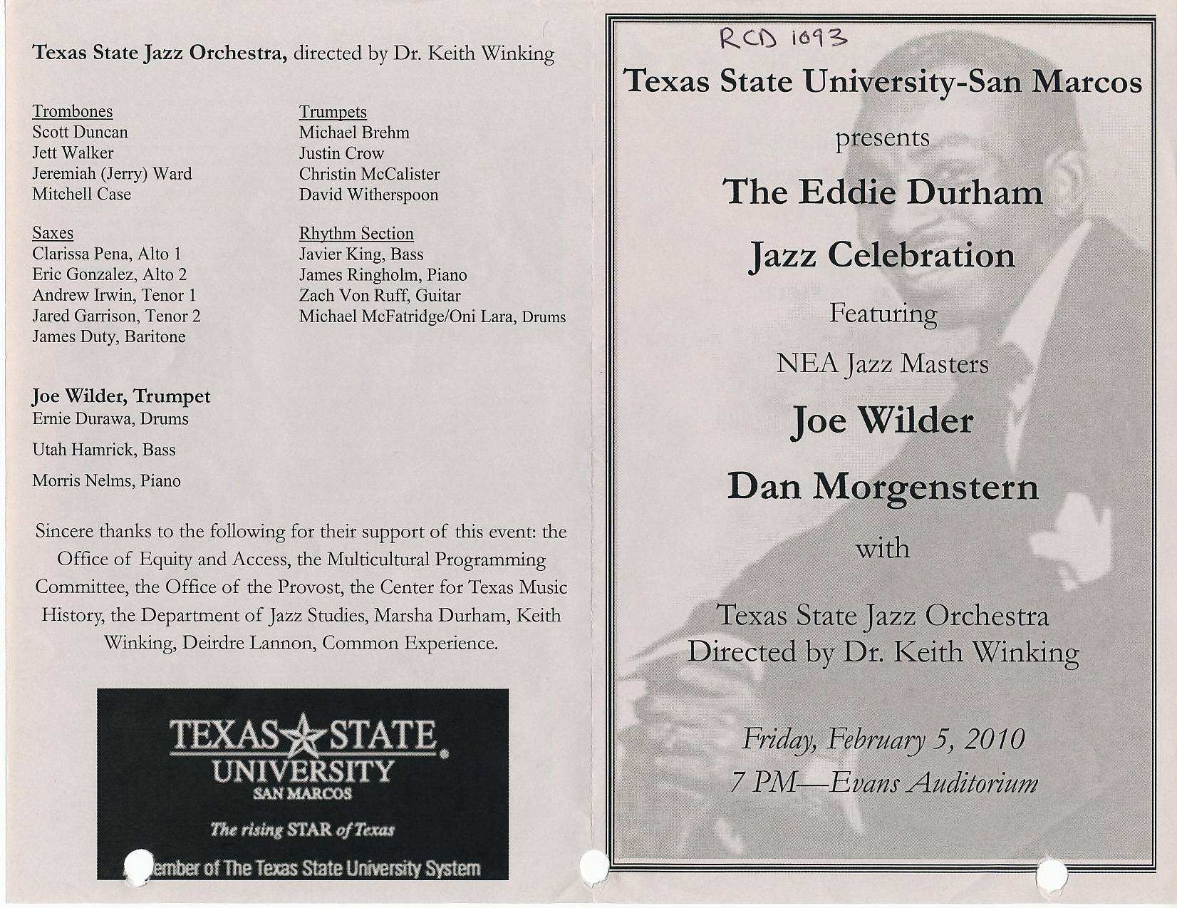 Eddie Durham Jazz Concert program 2010 p1