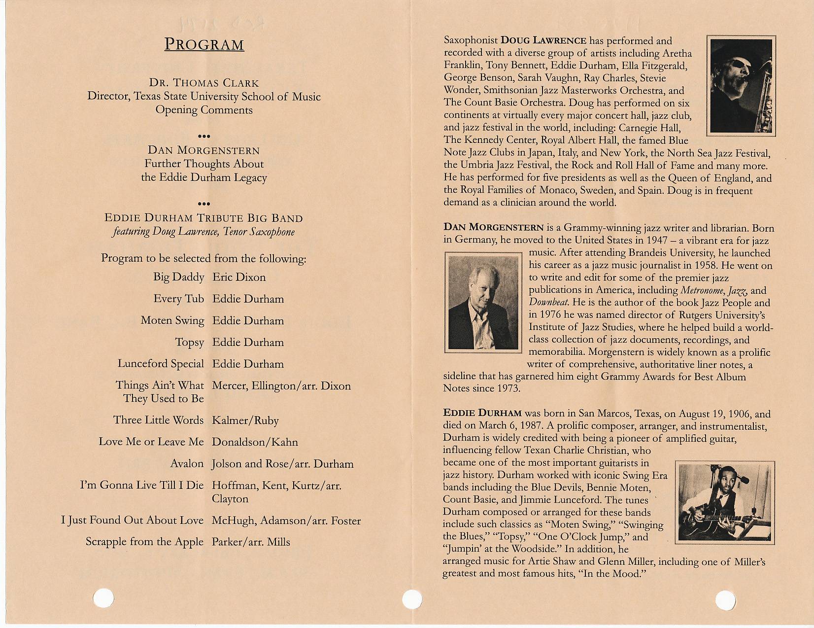 Eddie Durham Jazz Concert program 2015 p 2