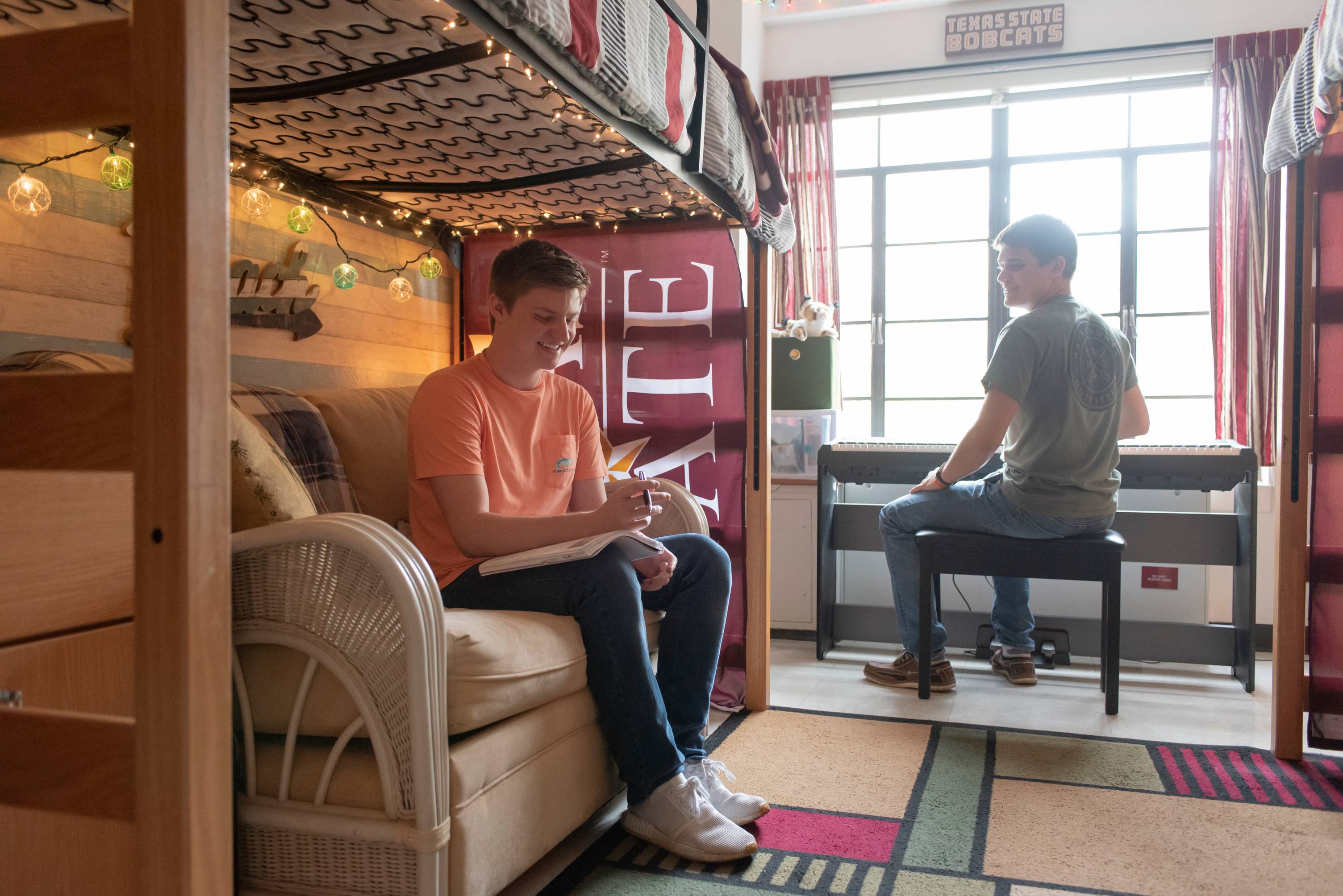students in dorm room