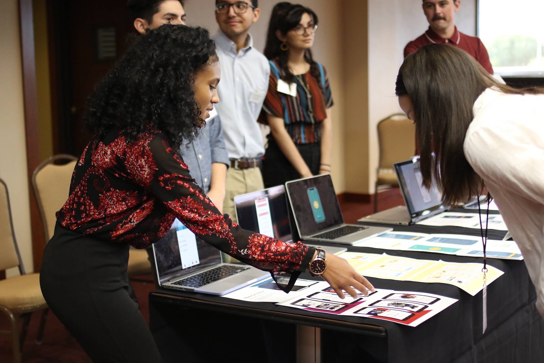 Student showing her application