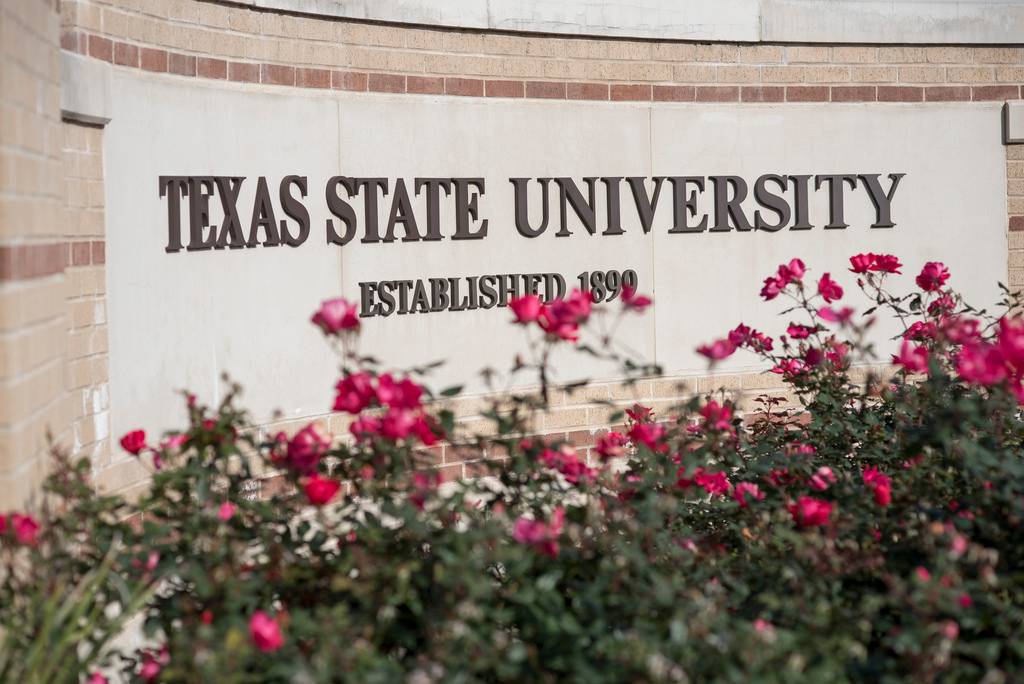 Outdoor Texas State University sign