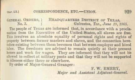 historical document on Juneteenth
