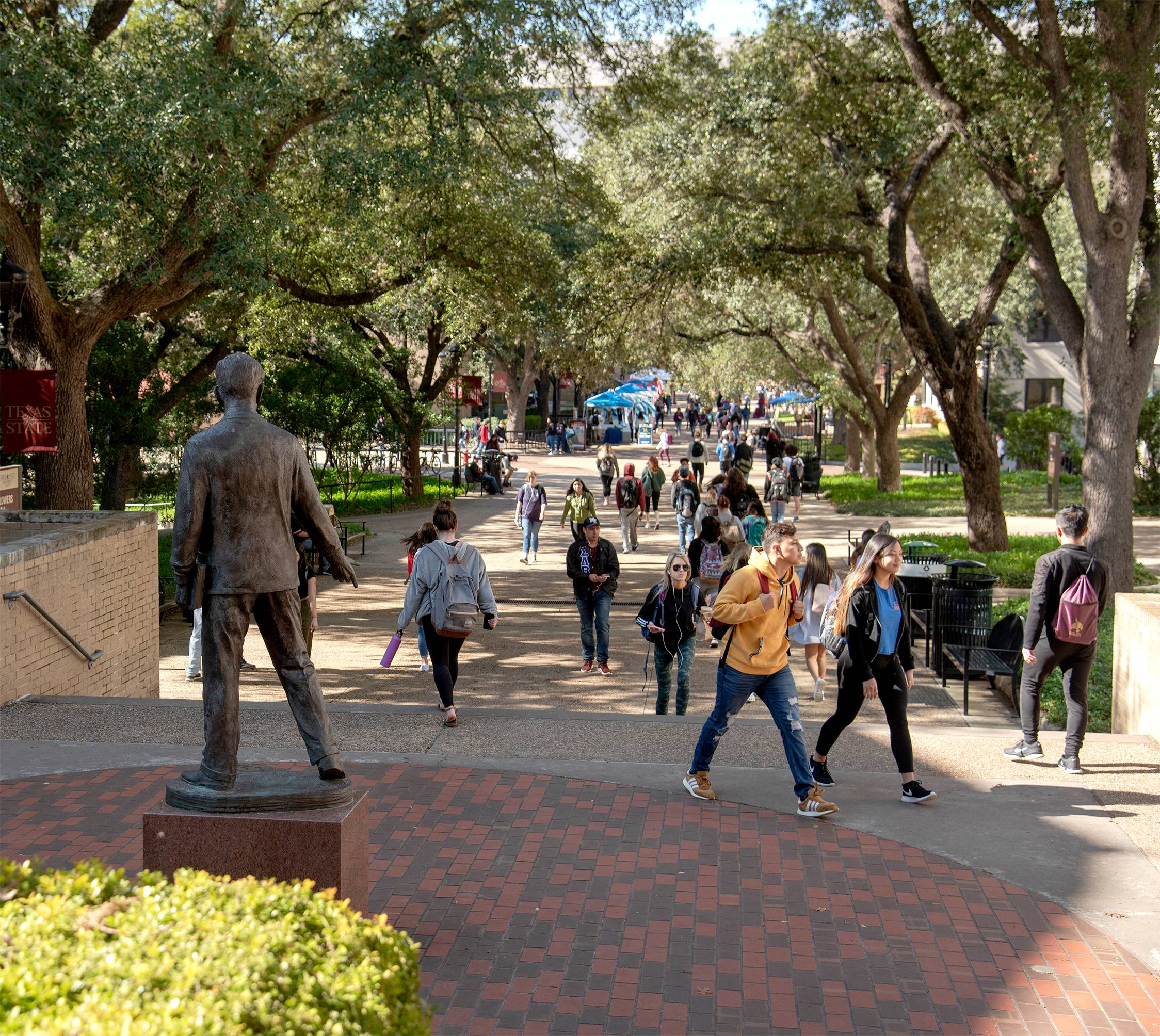 crowd of students on campus