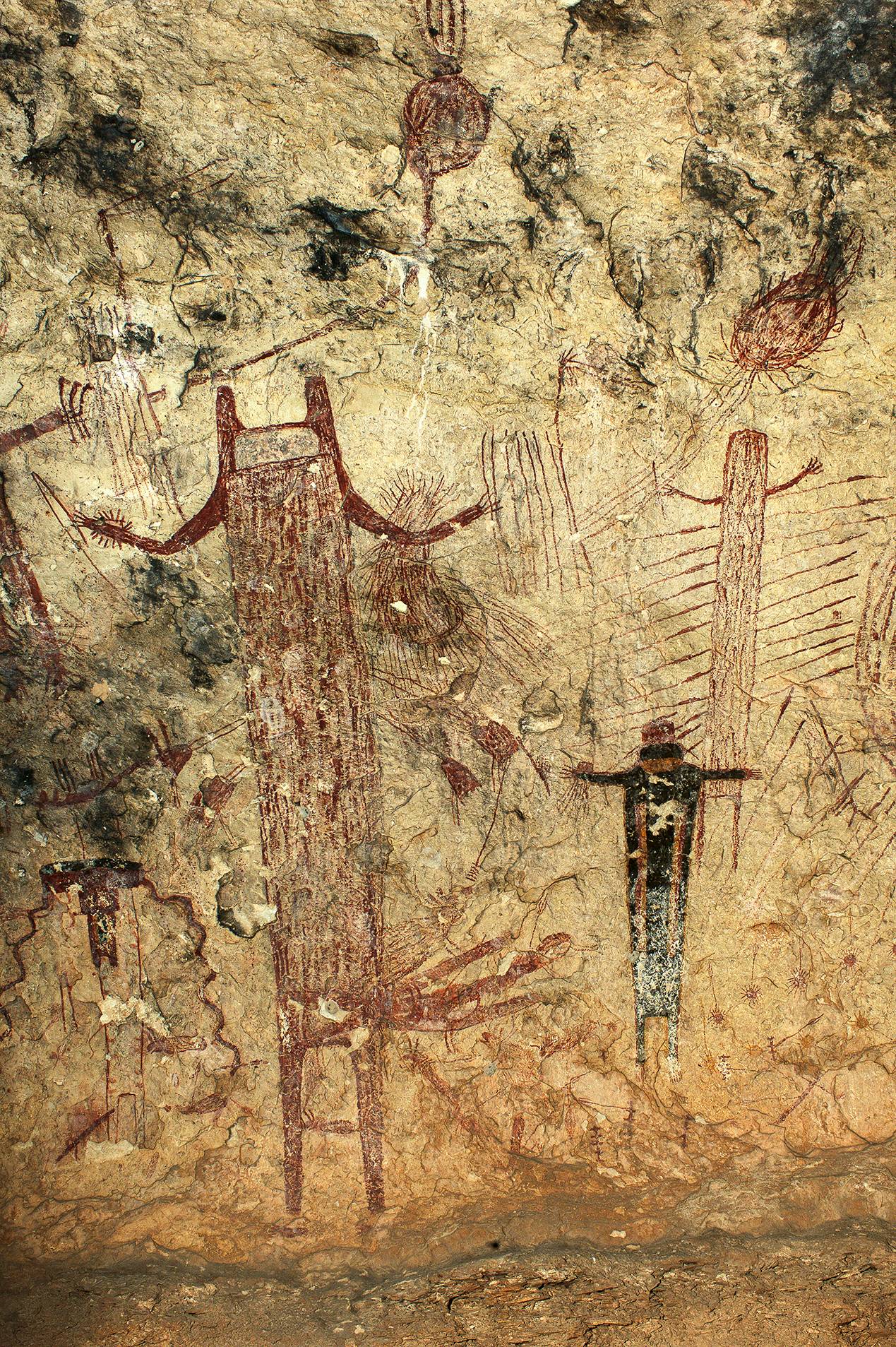 ancient mural painting on rock